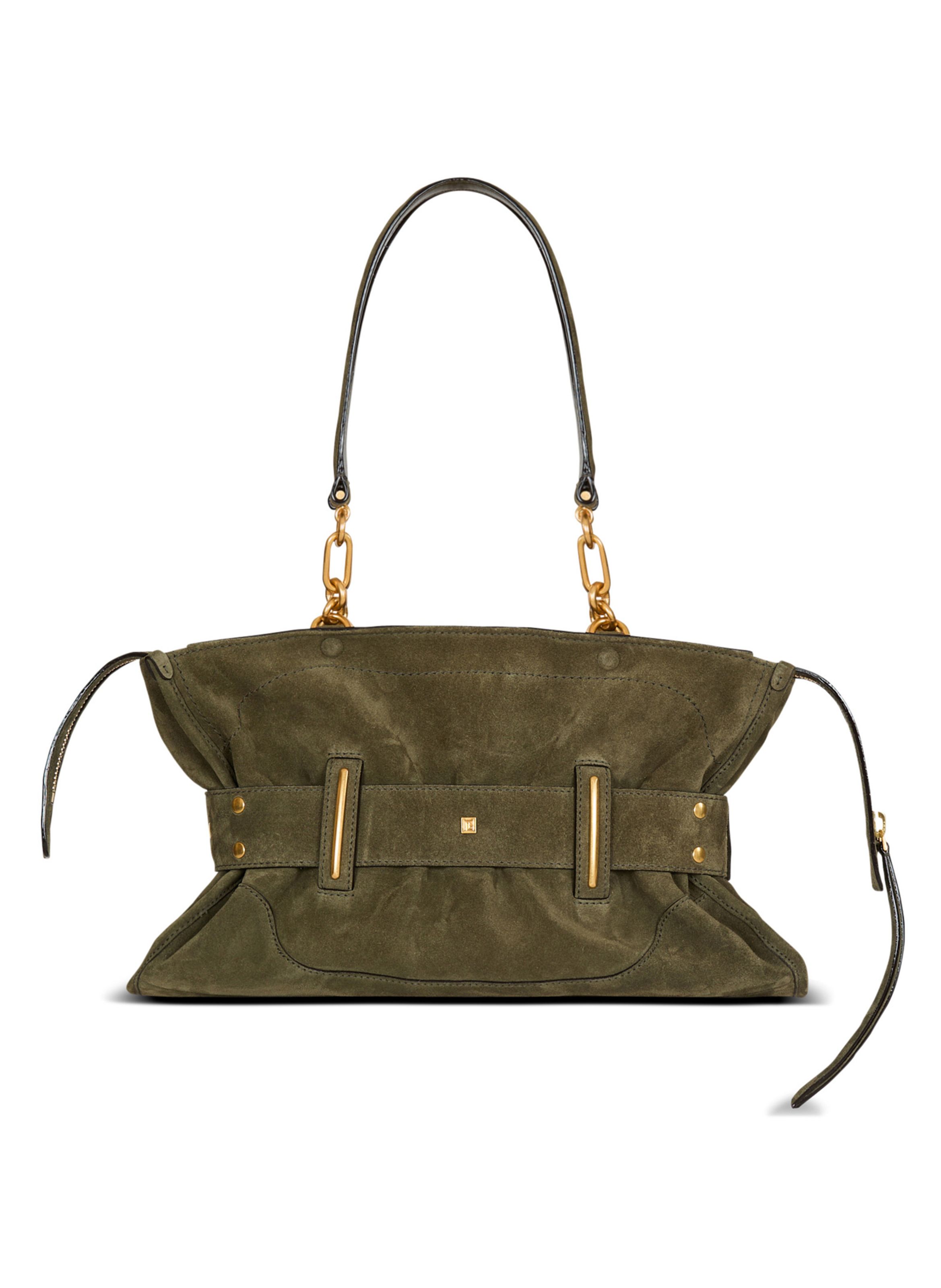 Sac anthem en cuir suédé BALMAIN Vert