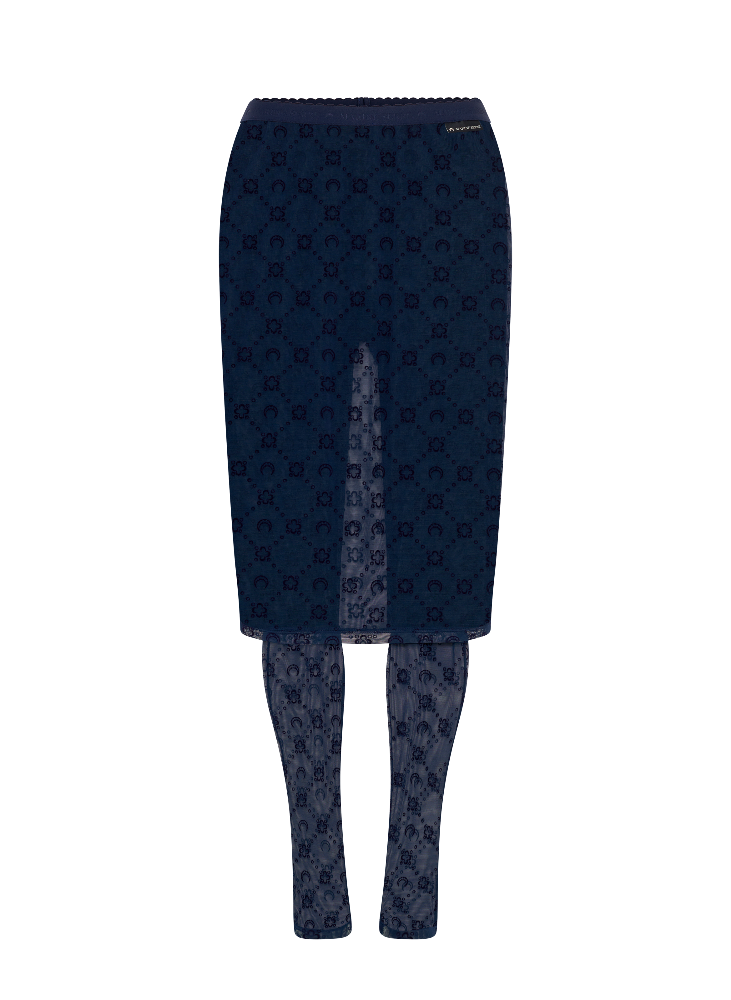 Moonogram mesh flock pant-skirt MARINE SERRE Blue