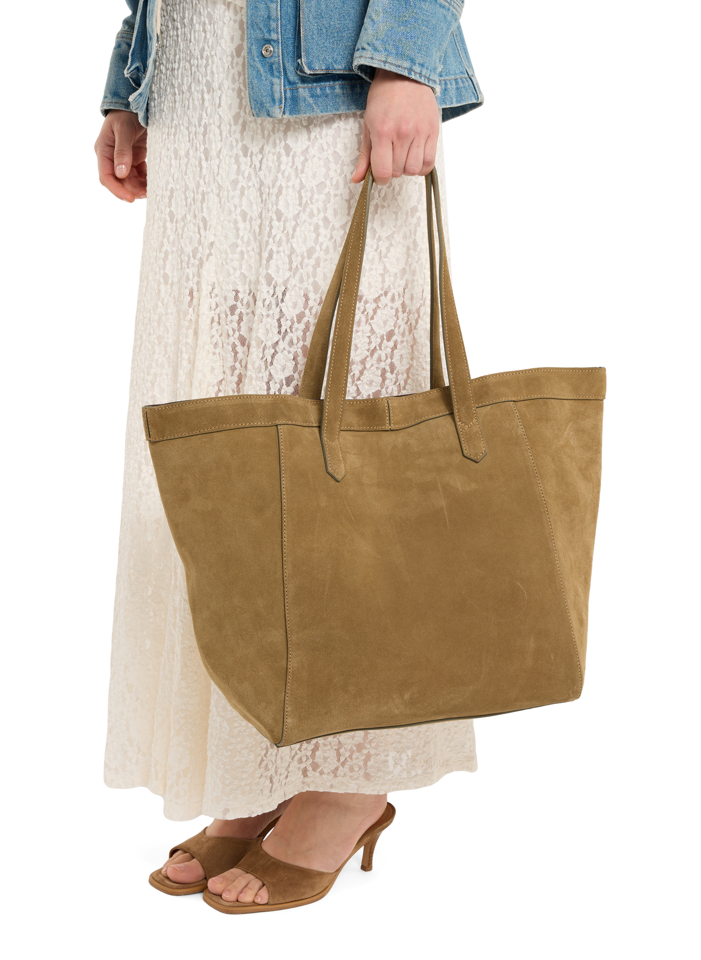 Sac cabas Enzo en cuir suédé SAISON 1865 Kaki