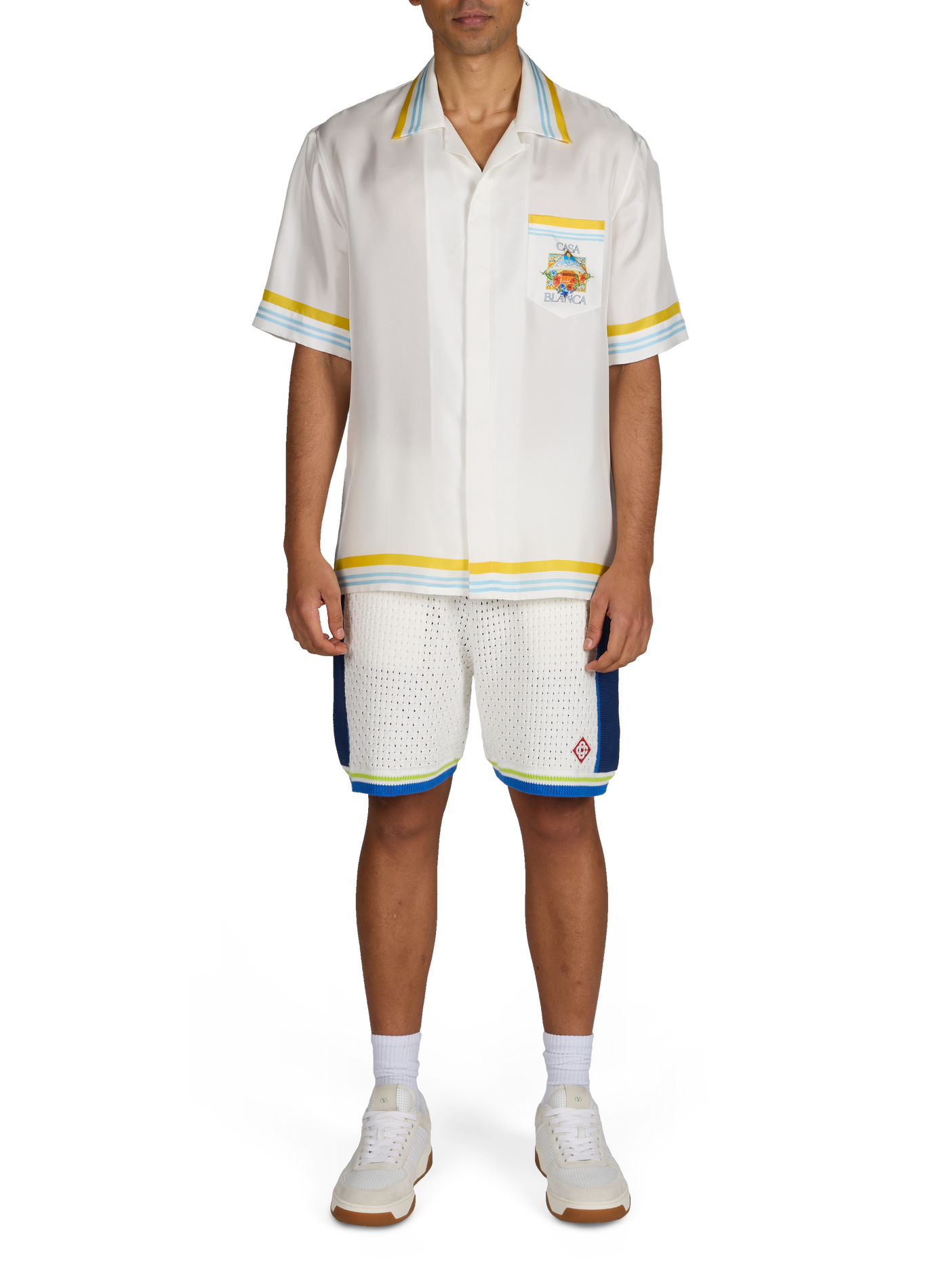 Cotton blend knit straight shorts. CASABLANCA PARIS Multicolour