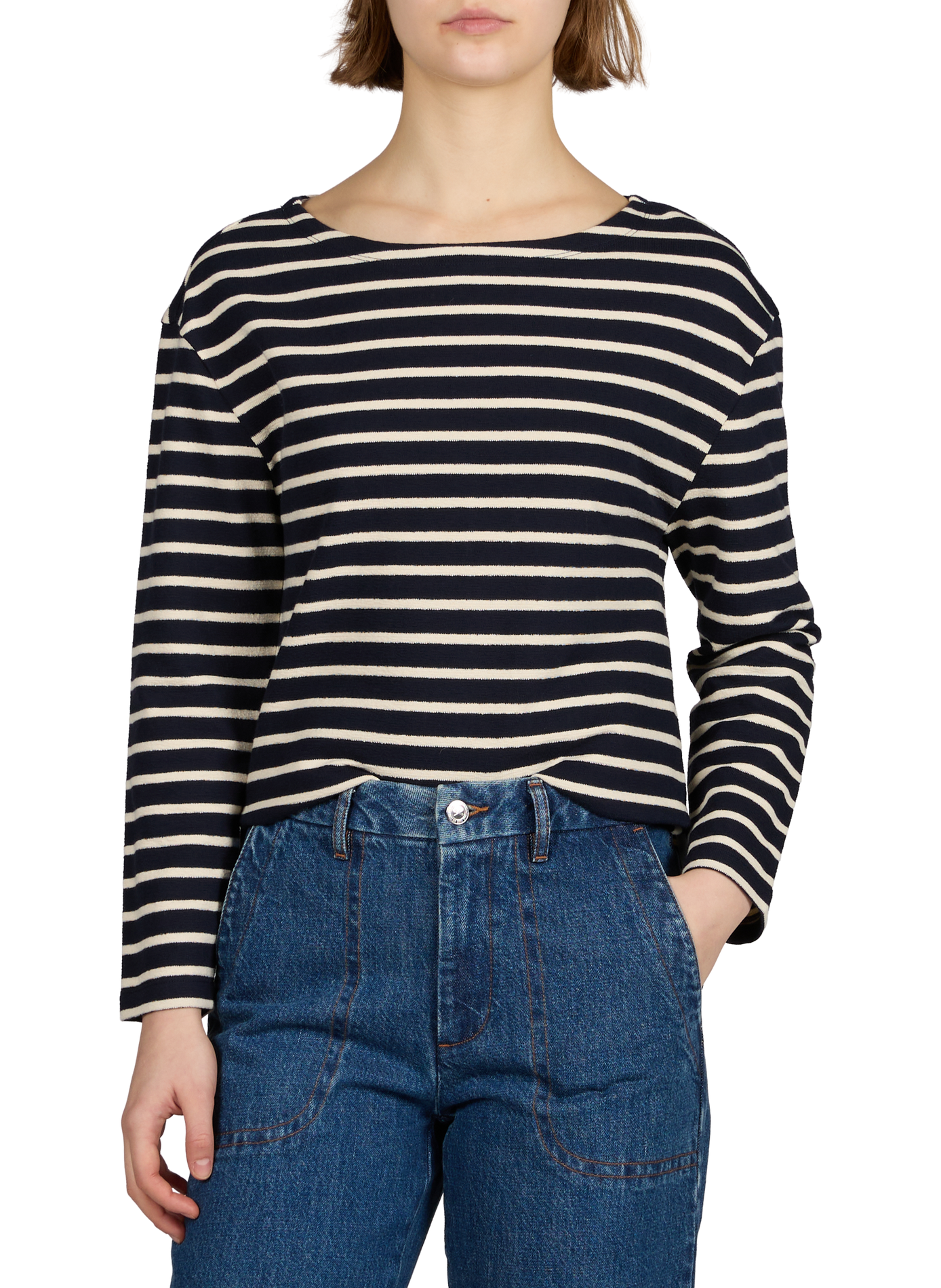 Top manches longues rayé en coton A.P.C. Multicolore