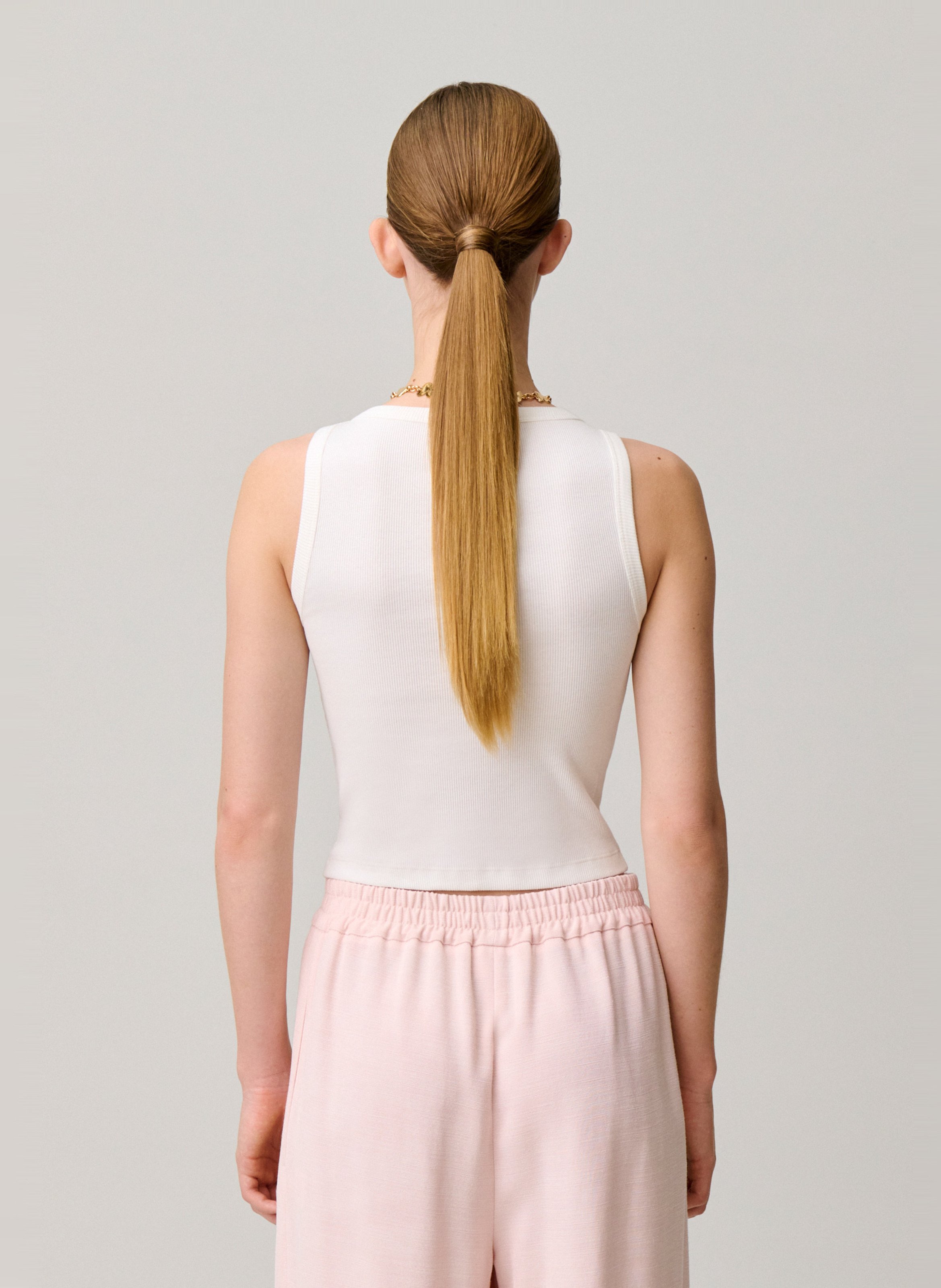 Débardeur col rond en coton mélangé CLAUDIE PIERLOT Beige