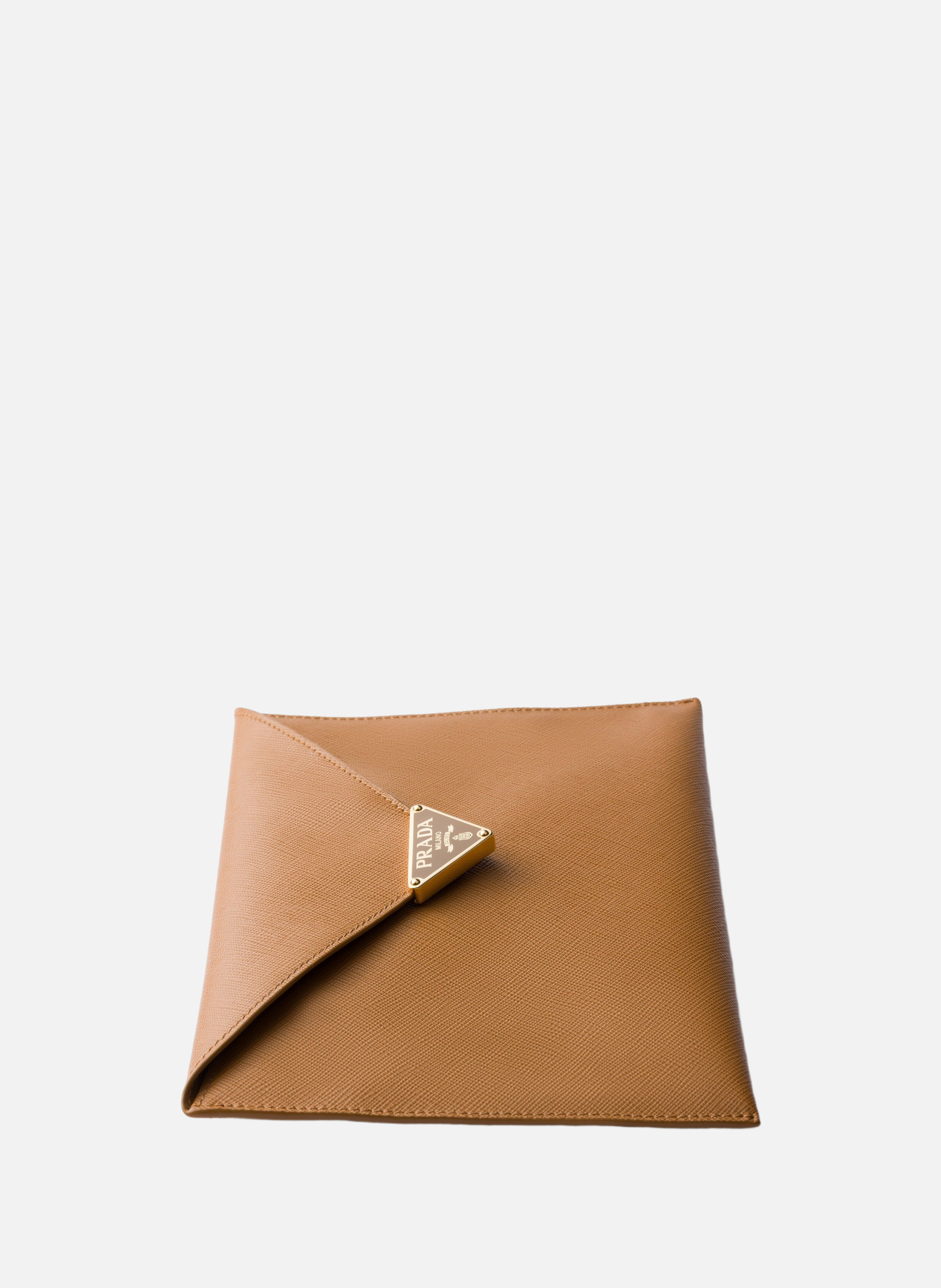 Pochette enveloppe en cuir saffiano PRADA Marron
