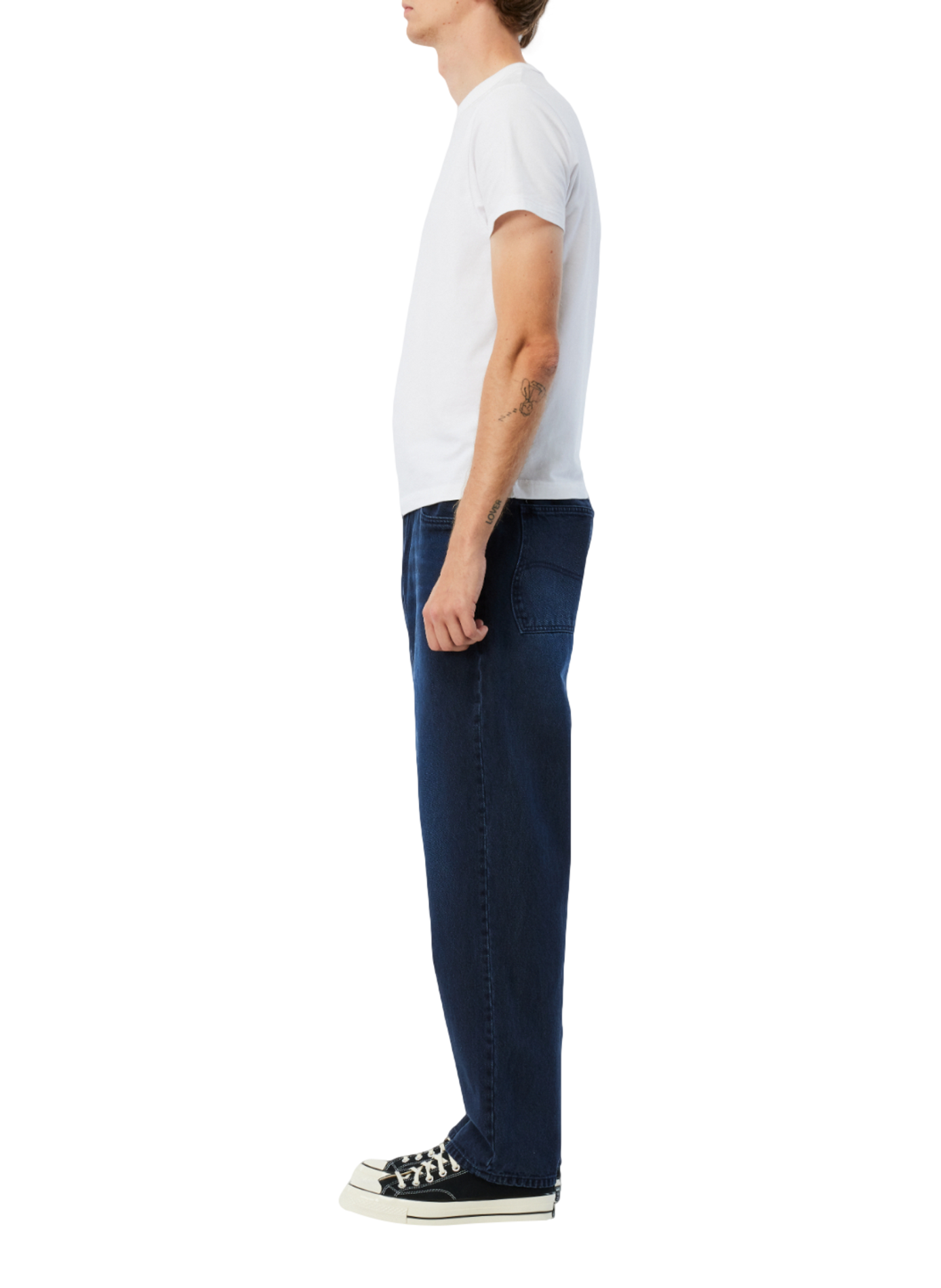 Jean à écusson brodé à la ceinture en coton DIME Blue