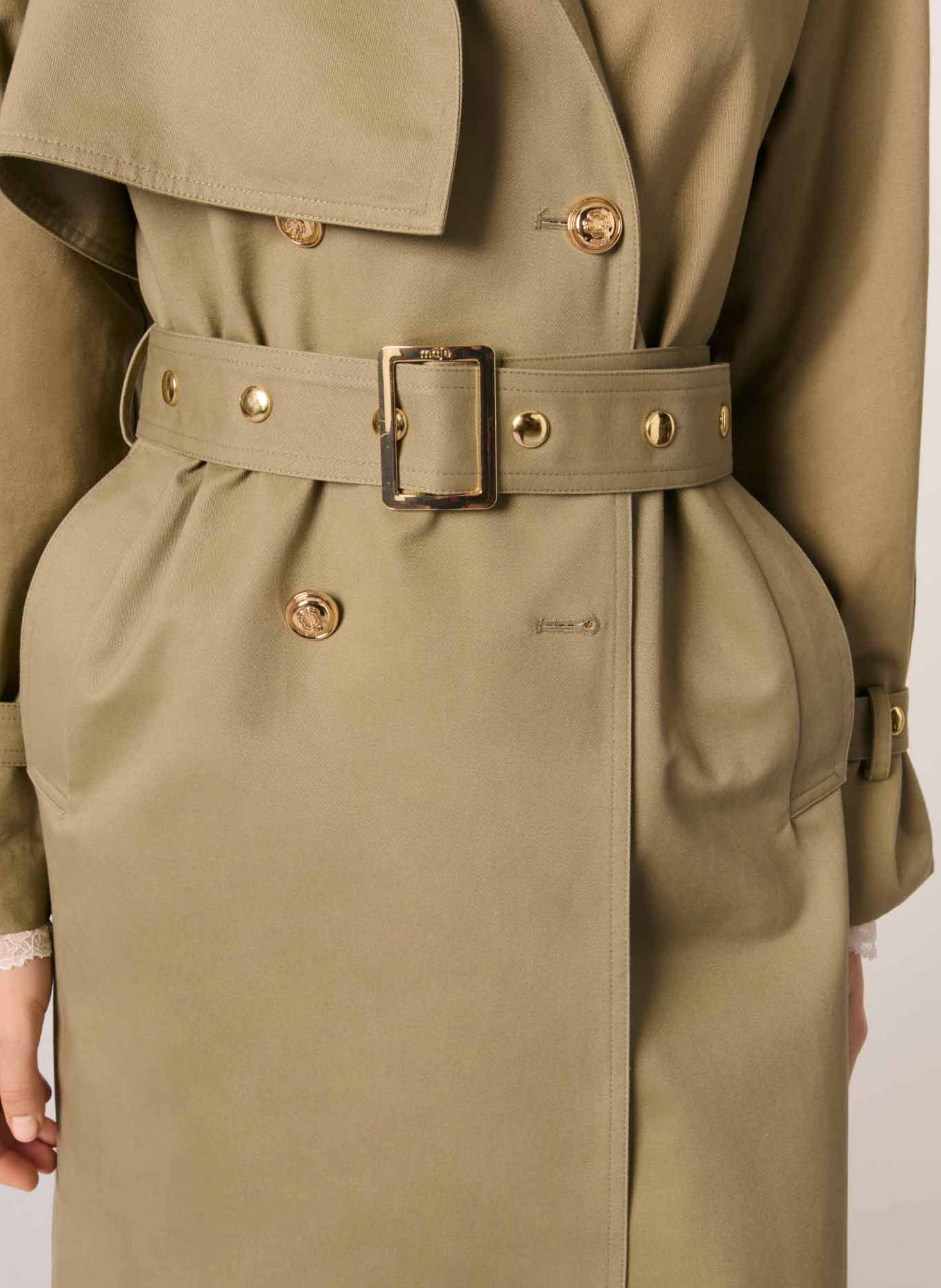 Trench cintrée en coton MAJE Kaki