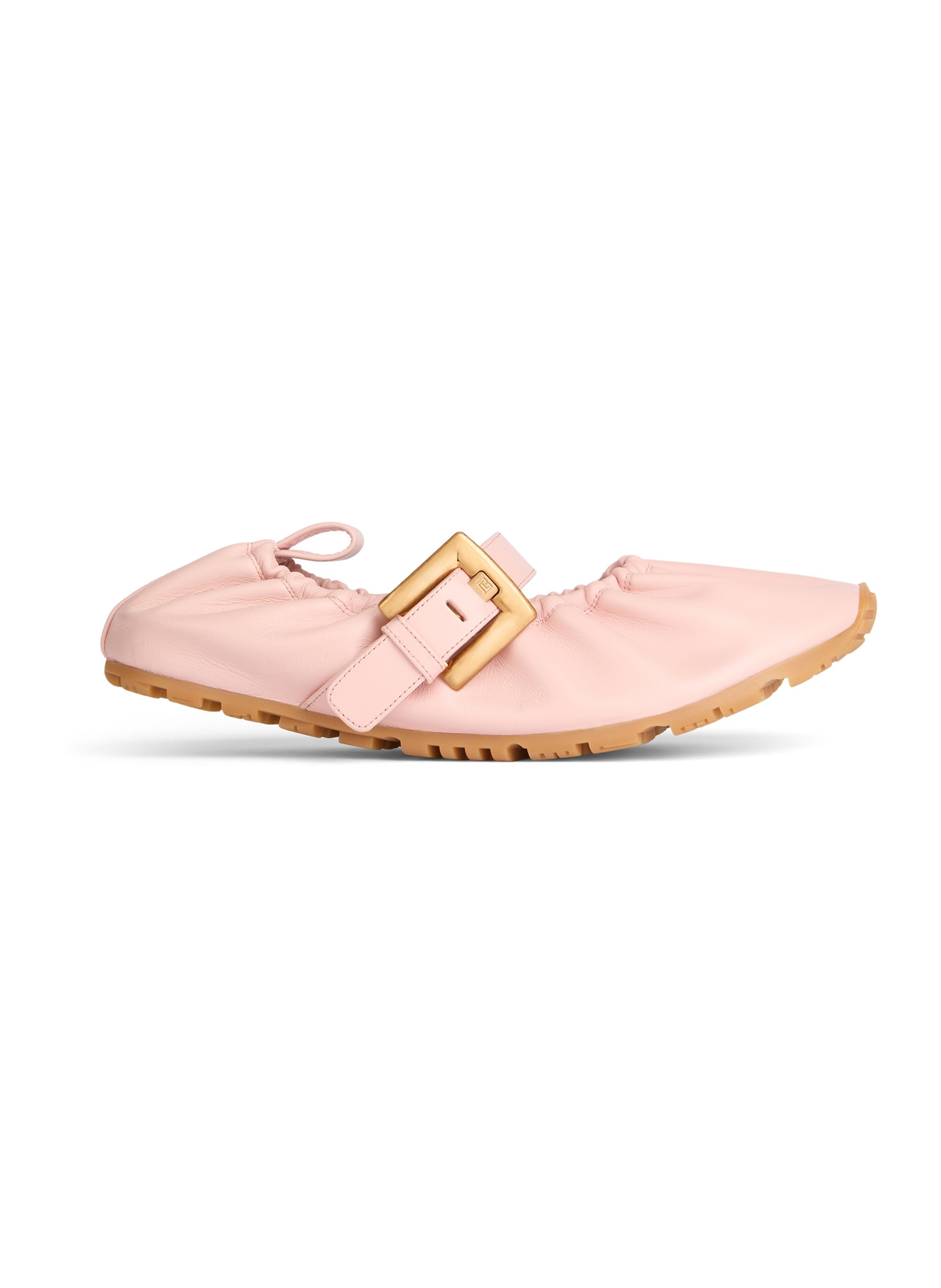 Ballerines anthem en cuir lisse BALMAIN Rose