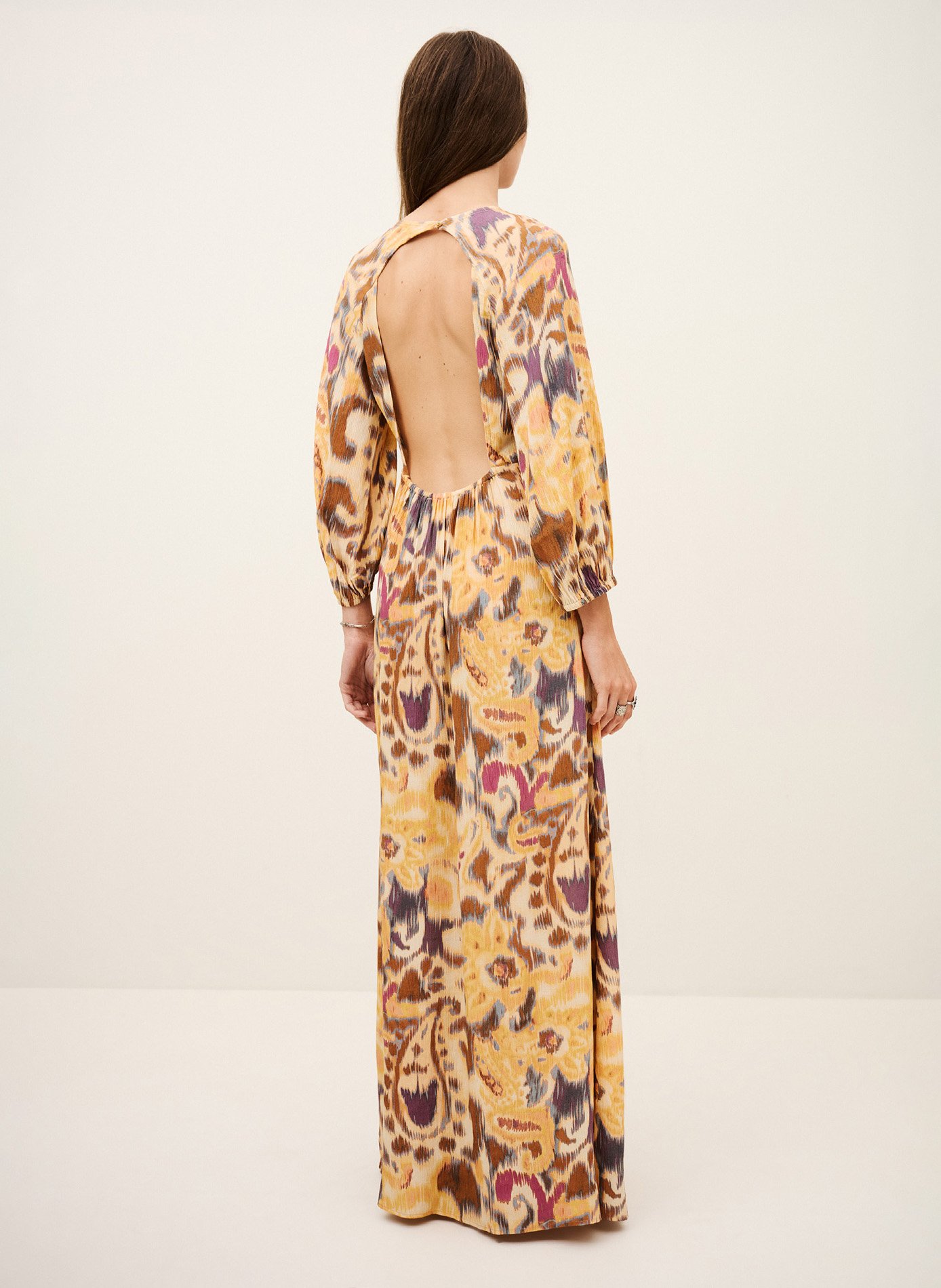 Robe longue col v imprimée molina BA&SH Jaune