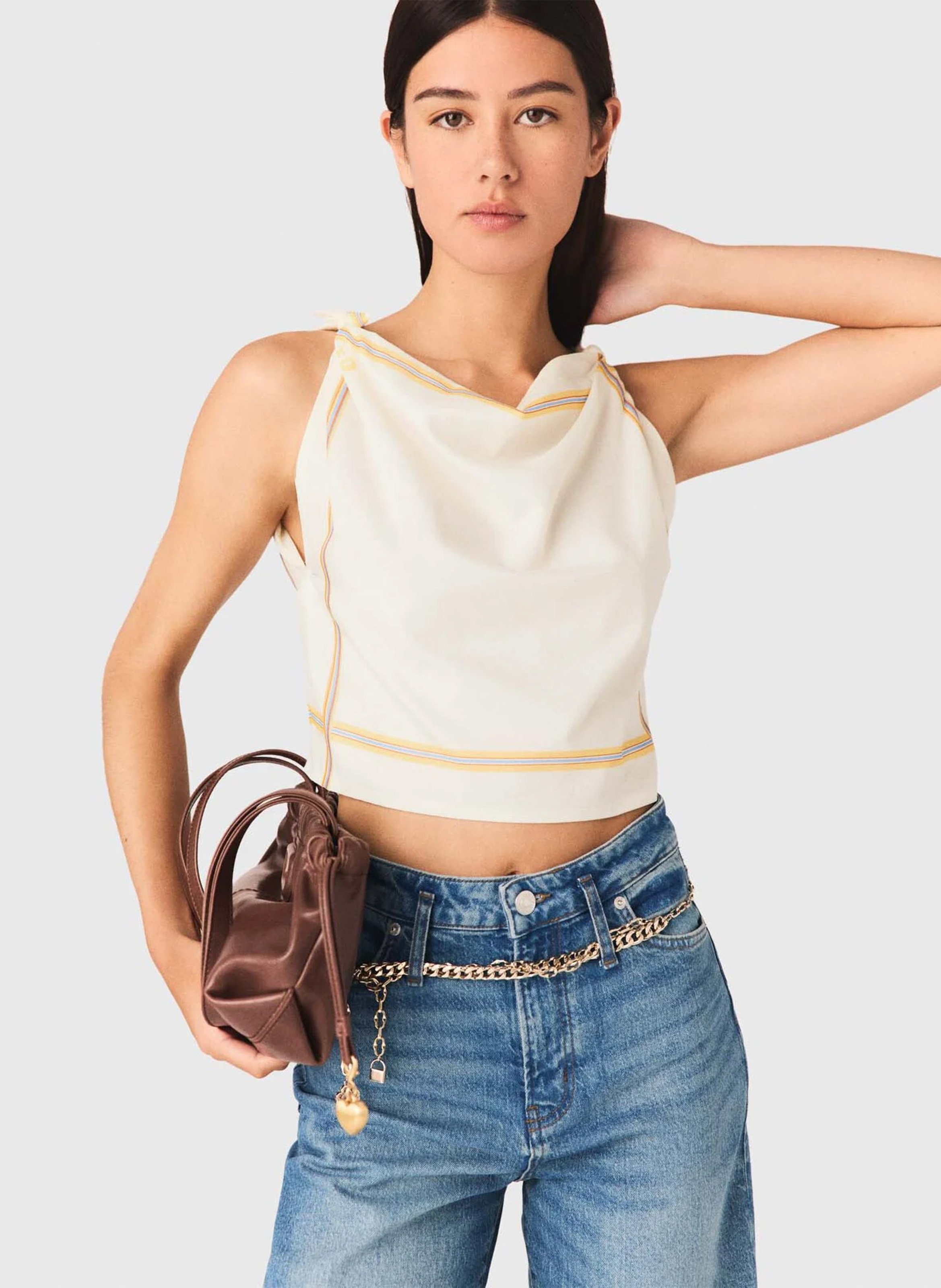 Top droit en coton MAJE Blanc