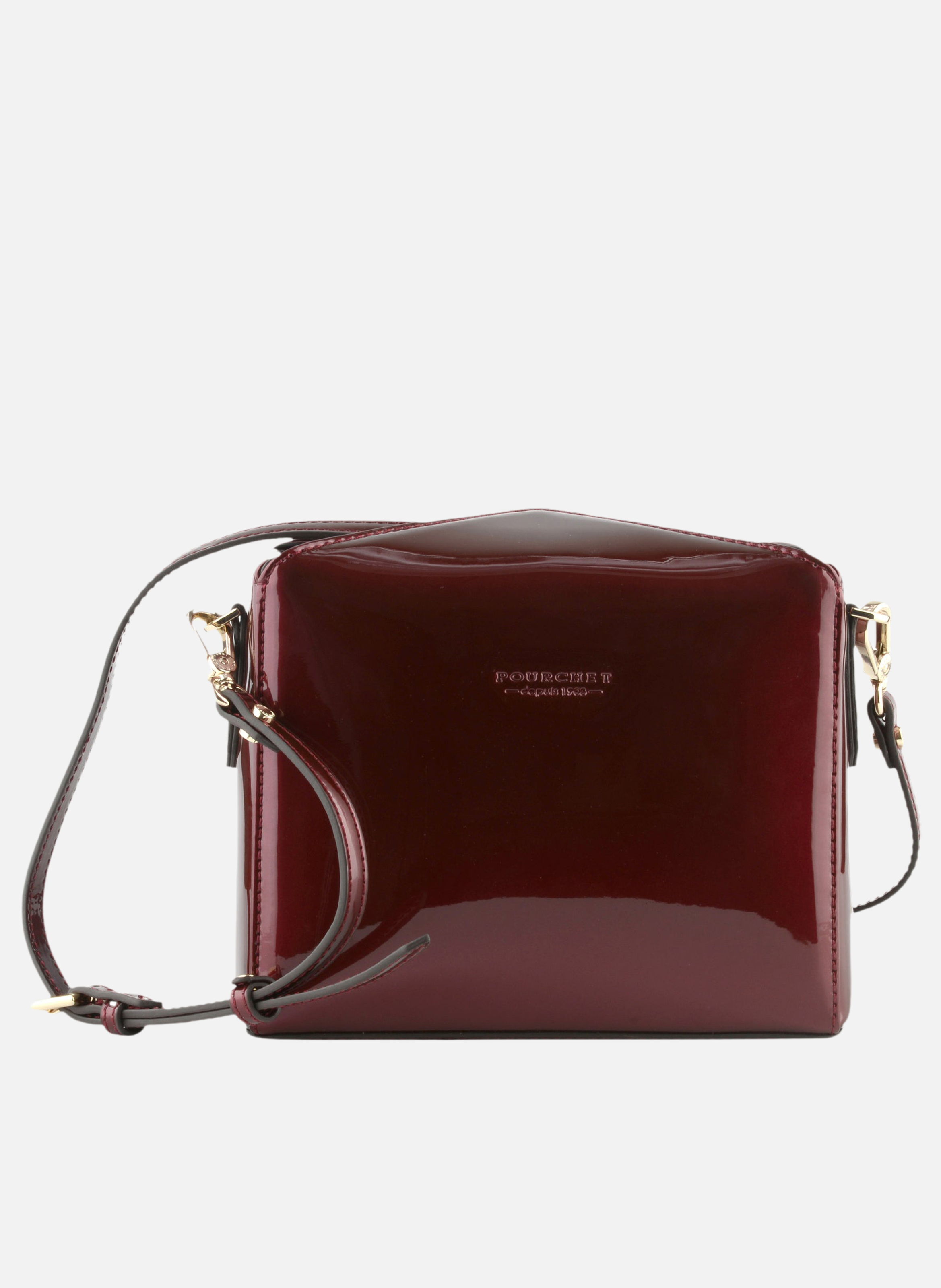 Cassetta vernis | sac porté épaule en cuir de vachette | Rouge POURCHET Femme