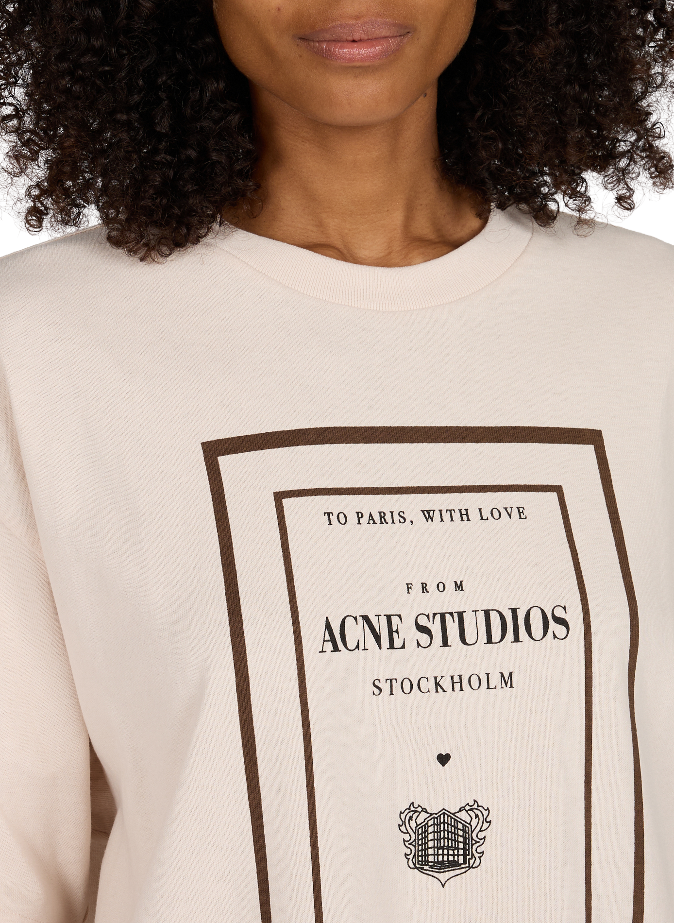 Oversized printed cotton T-shirt ACNE STUDIOS Beige