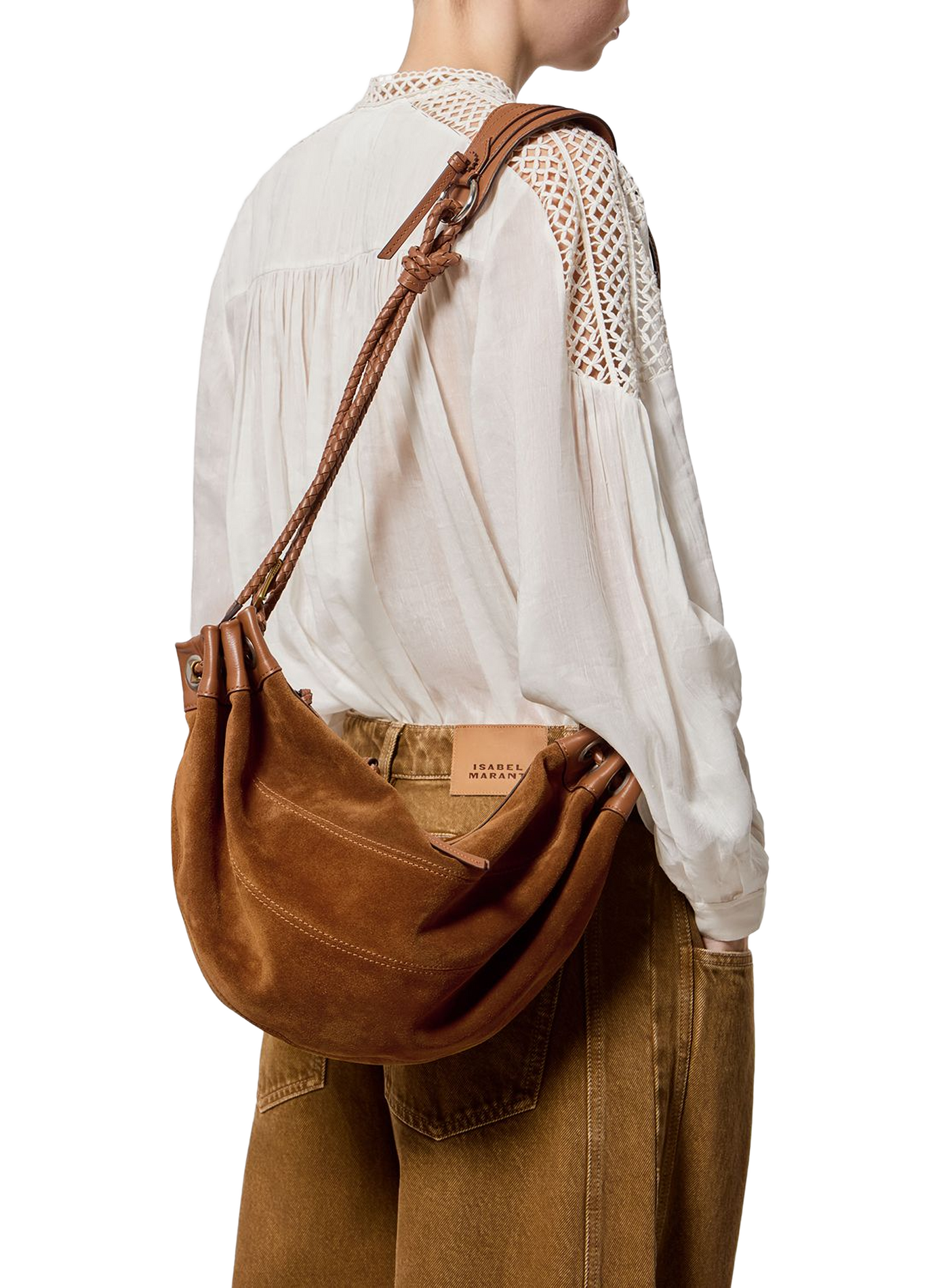 Maia Medium Schultertasche aus Veloursleder ISABEL MARANT Braun