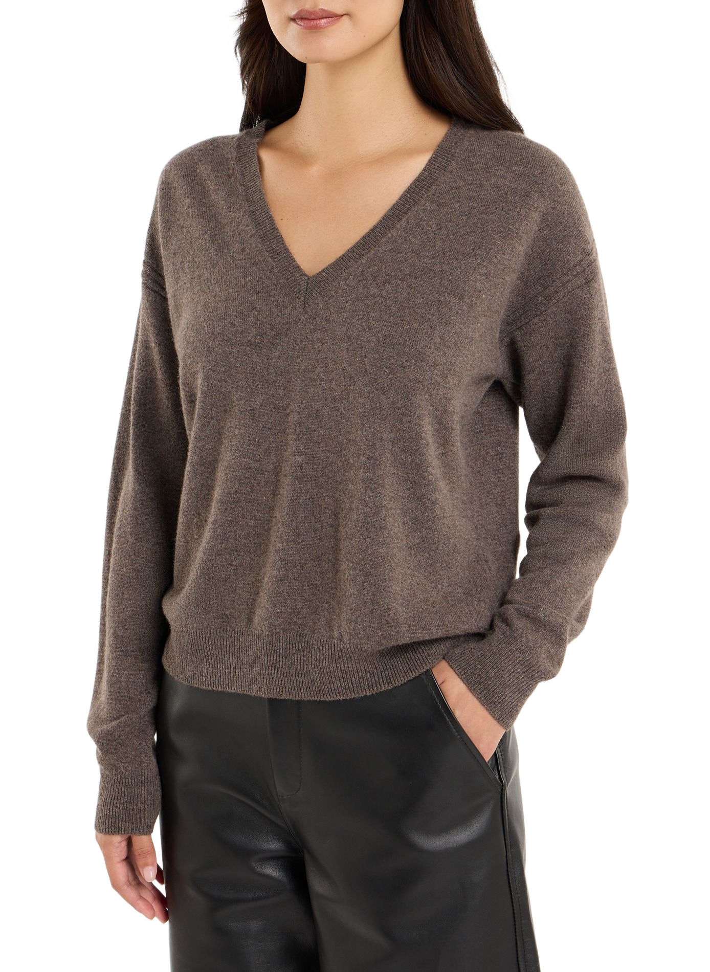 Round neck straight cashmere sweater by Sevene SAISON 1865 Brown