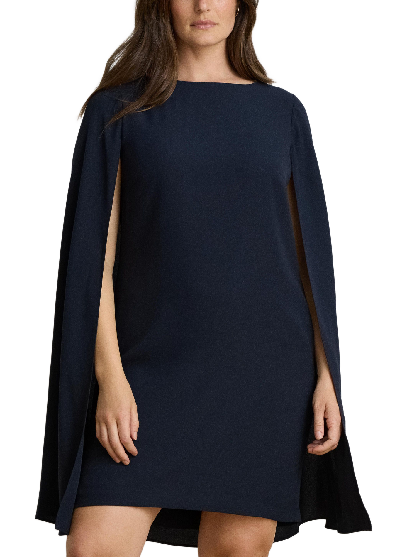 Robe courte slim à cape  LAUREN Bleu