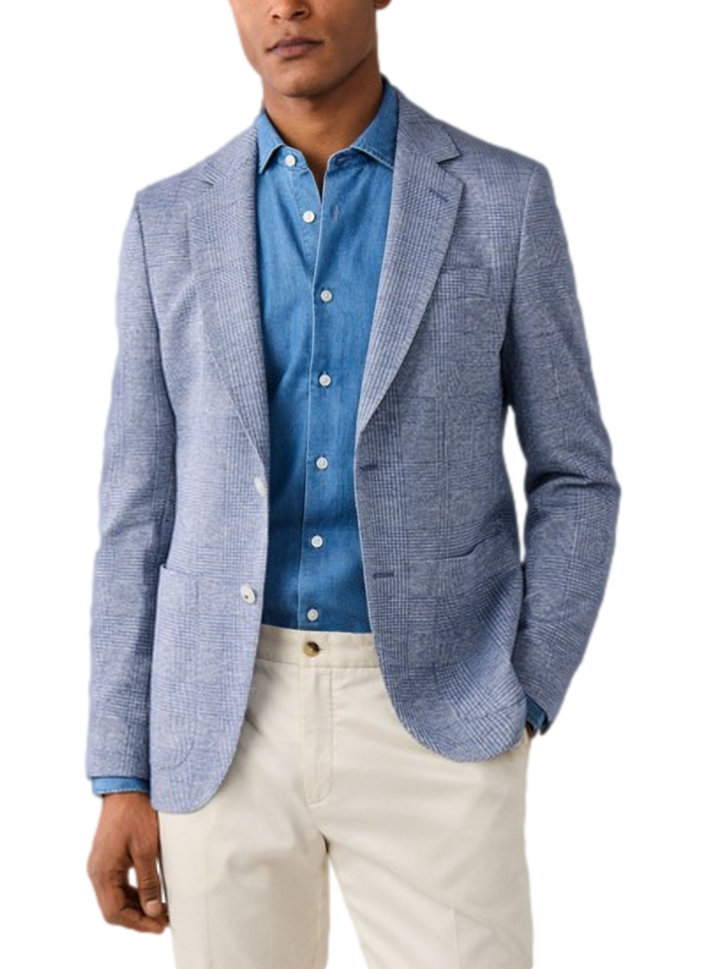 Gerader Karo-Blazer aus Baumwollmischung HACKETT Blau