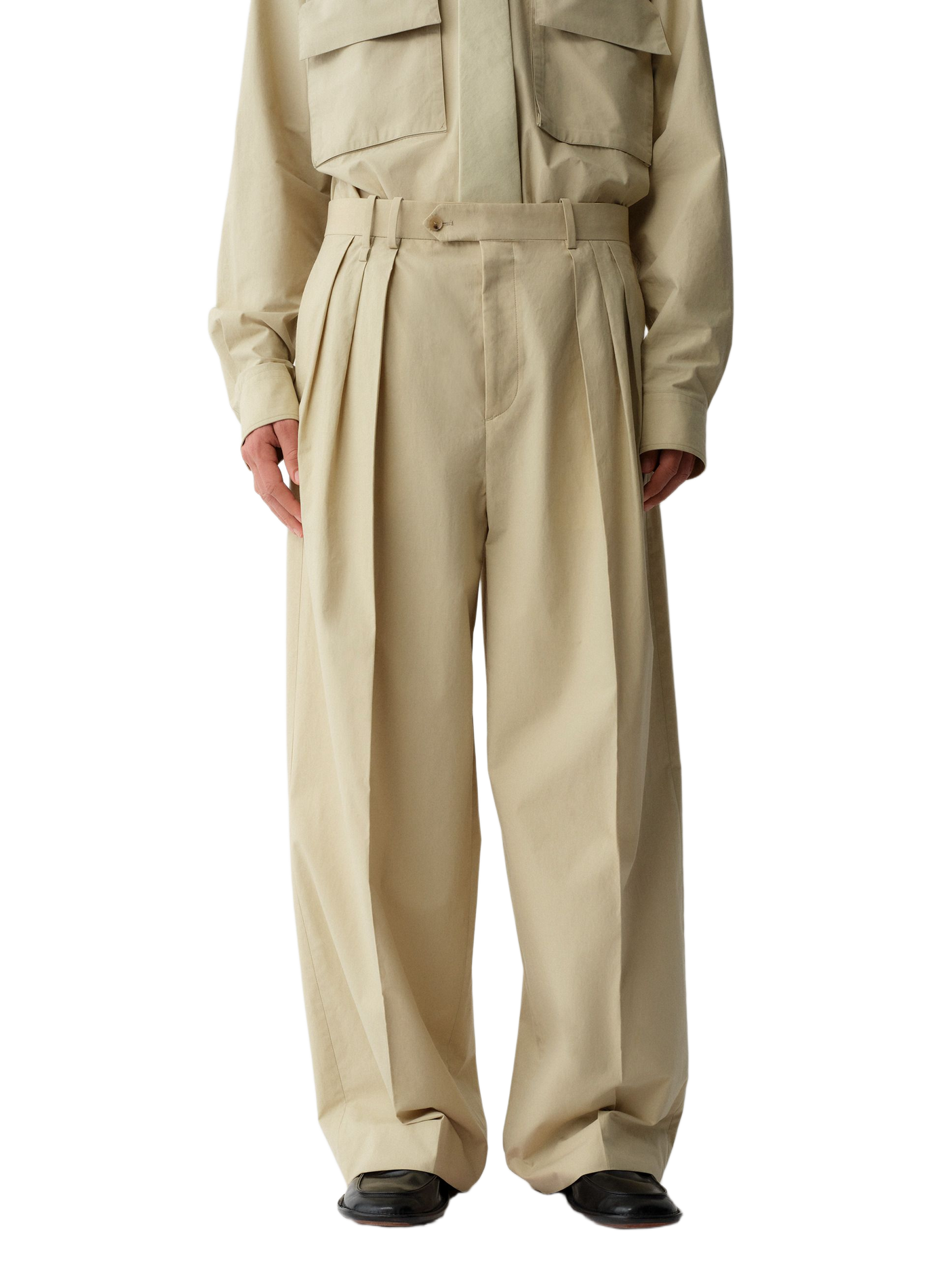 Wide-leg cotton Baxter trousers CALVIN KLEIN COLLECTION Beige
