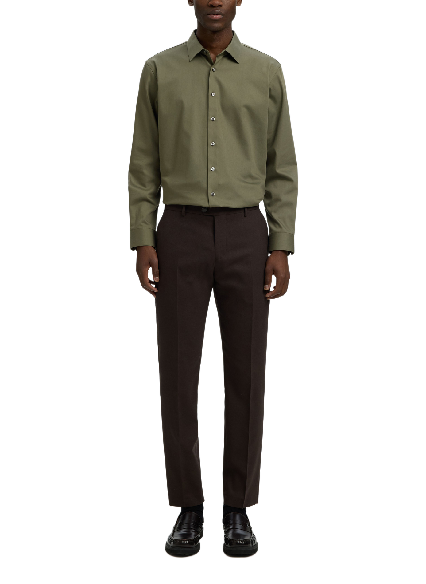 Slim-fit shirt in blended organic cotton | Groen SELECTED Heren