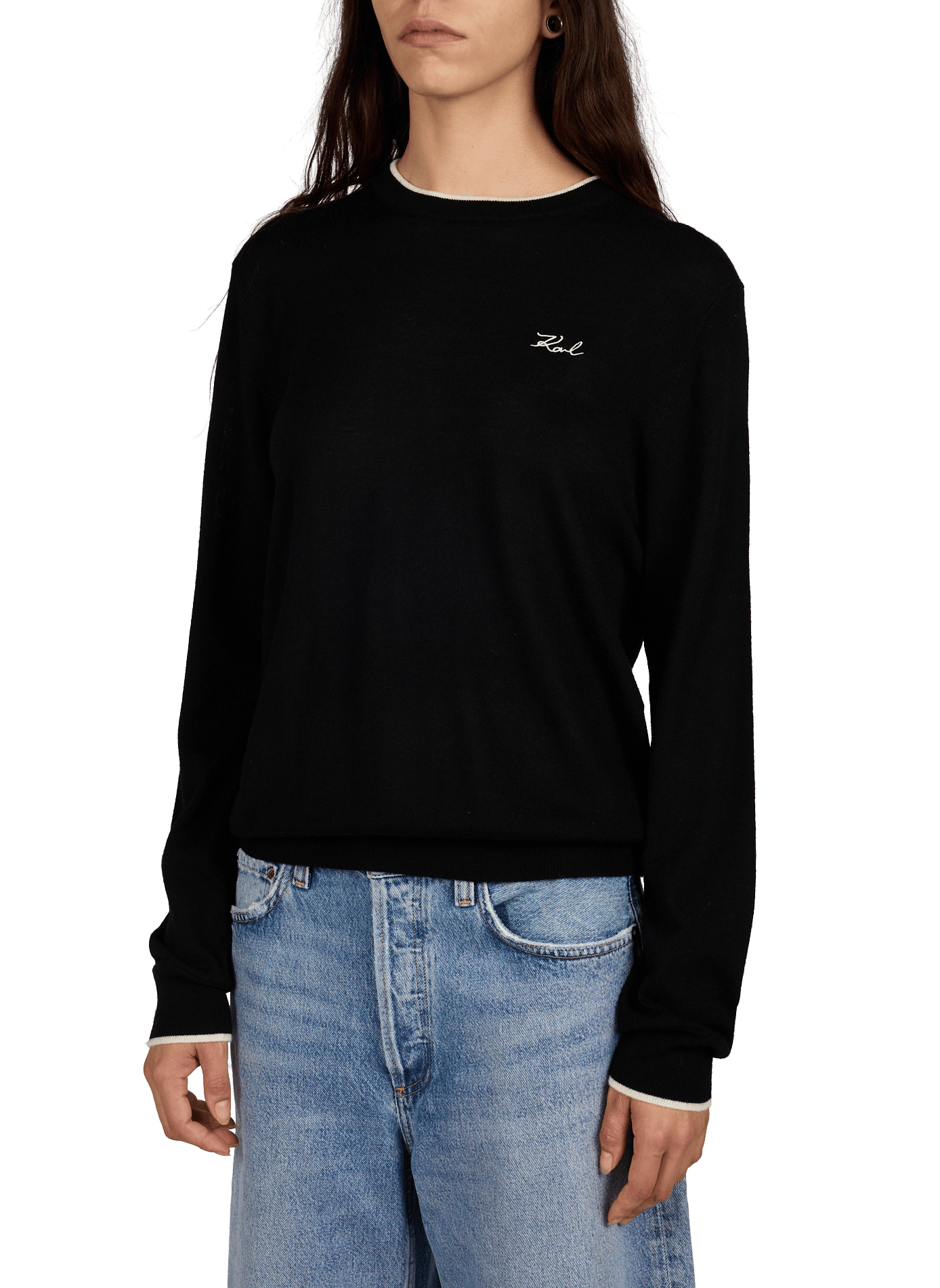 Merino wool jumper KARL LAGERFELD Black