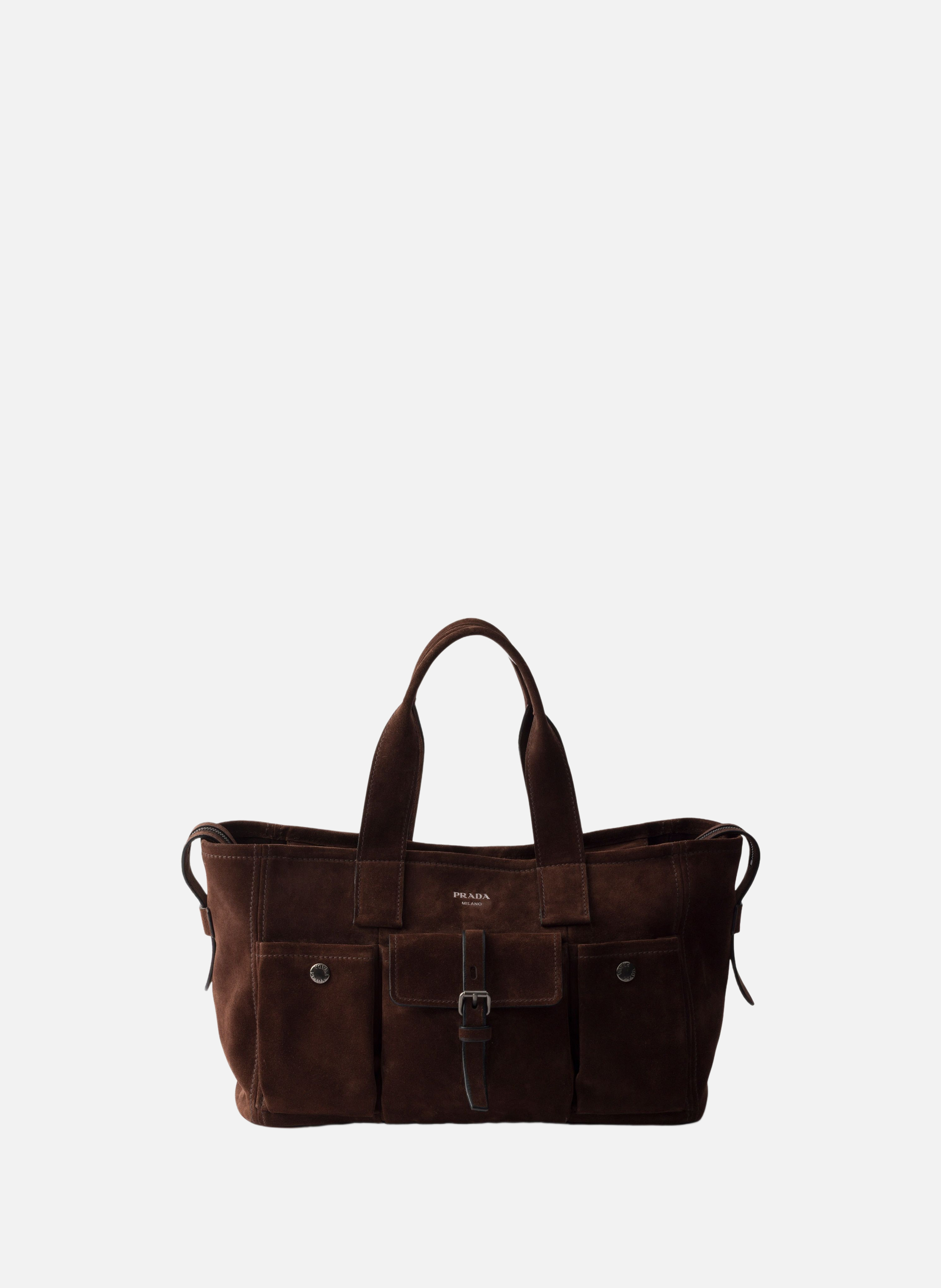 Grand cabas prada route en veau velours PRADA Marron