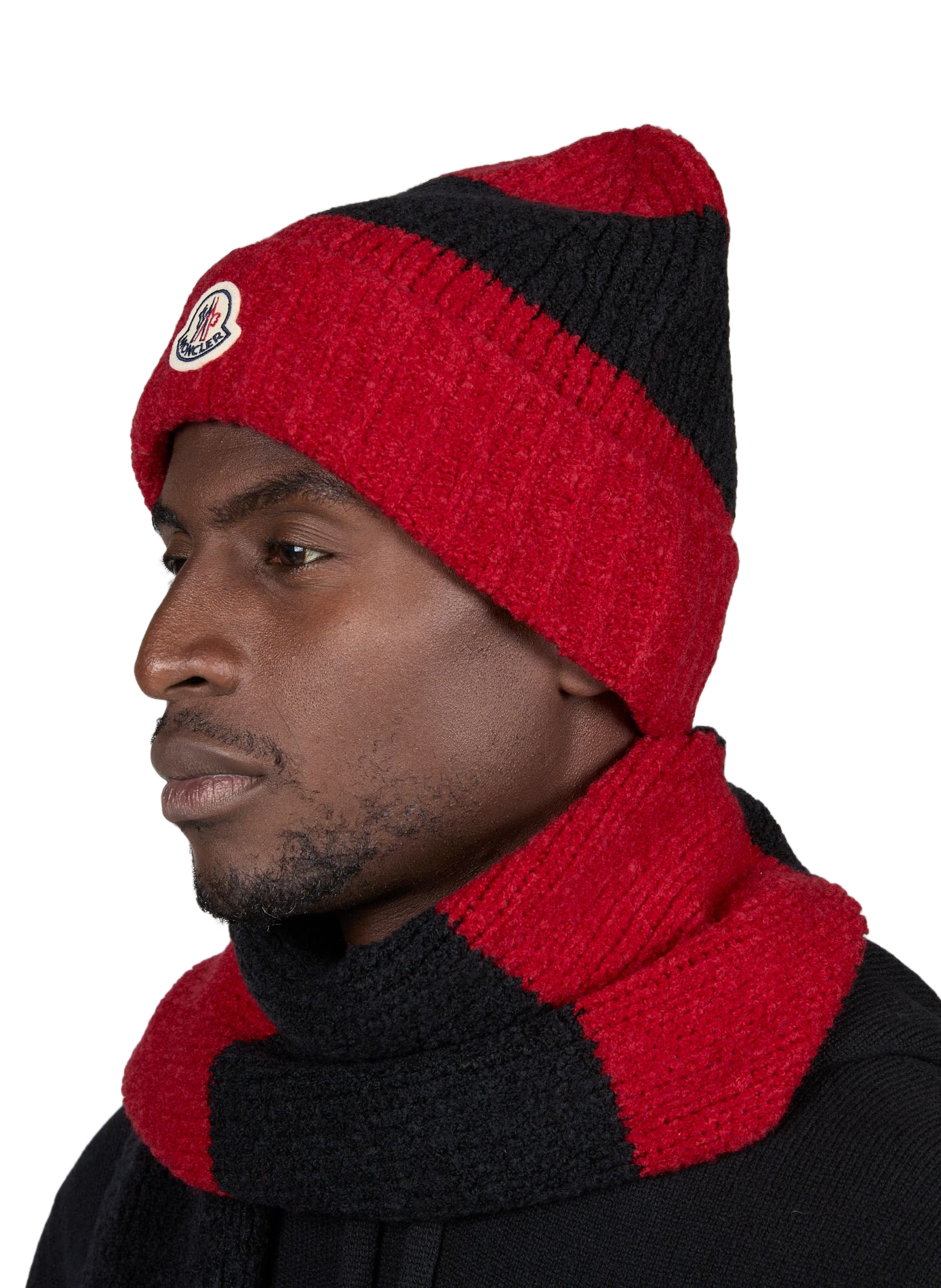 Bonnet rayé en laine vierge mélangée MONCLER Rouge