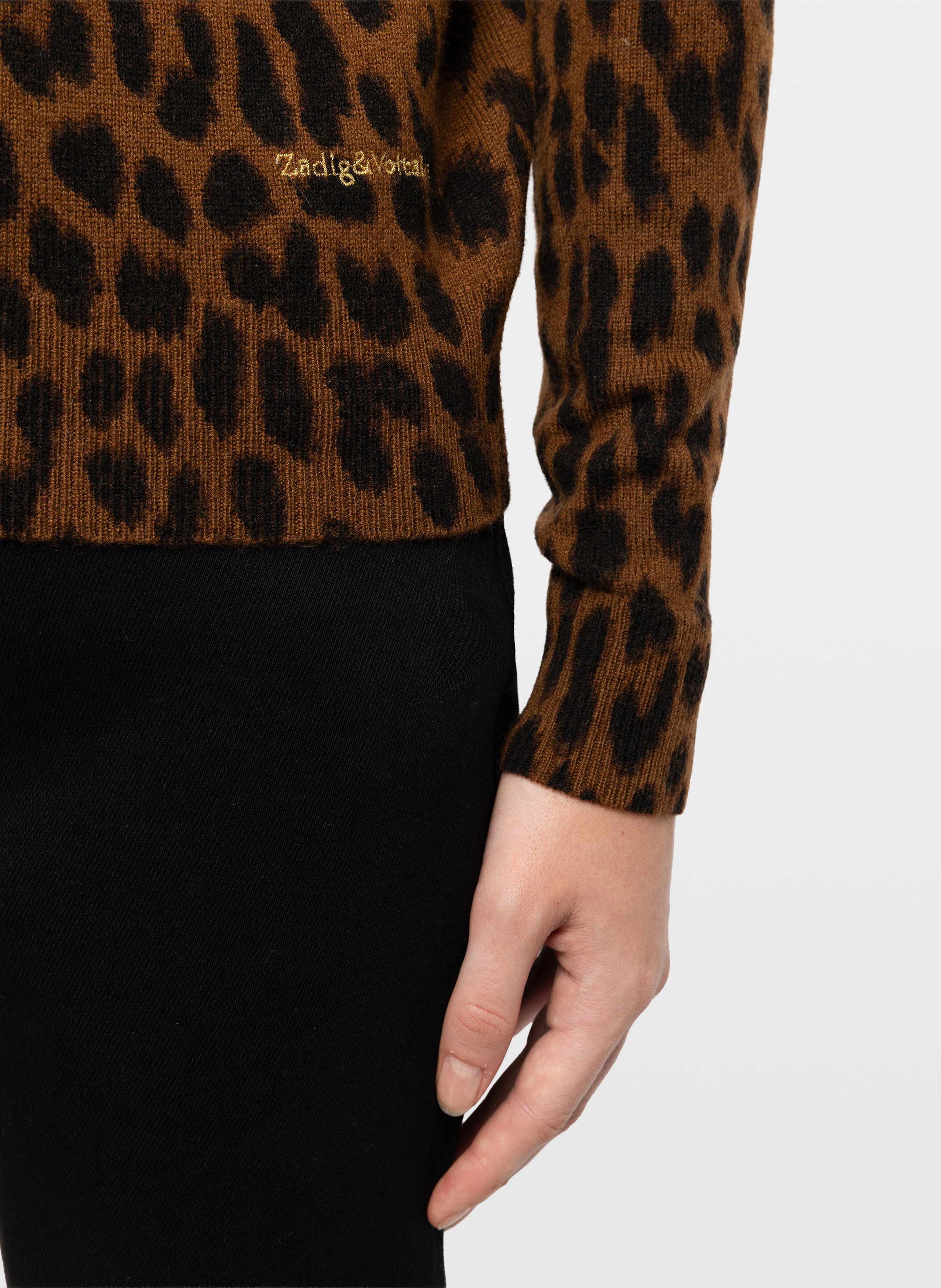 Rechte luipaard cardigan van wol en kasjmier van Missya ZADIG&VOLTAIRE Beige