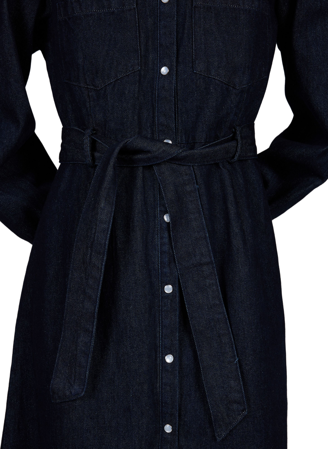 Robe-chemise midi en denim de coton GARANCE Bleu