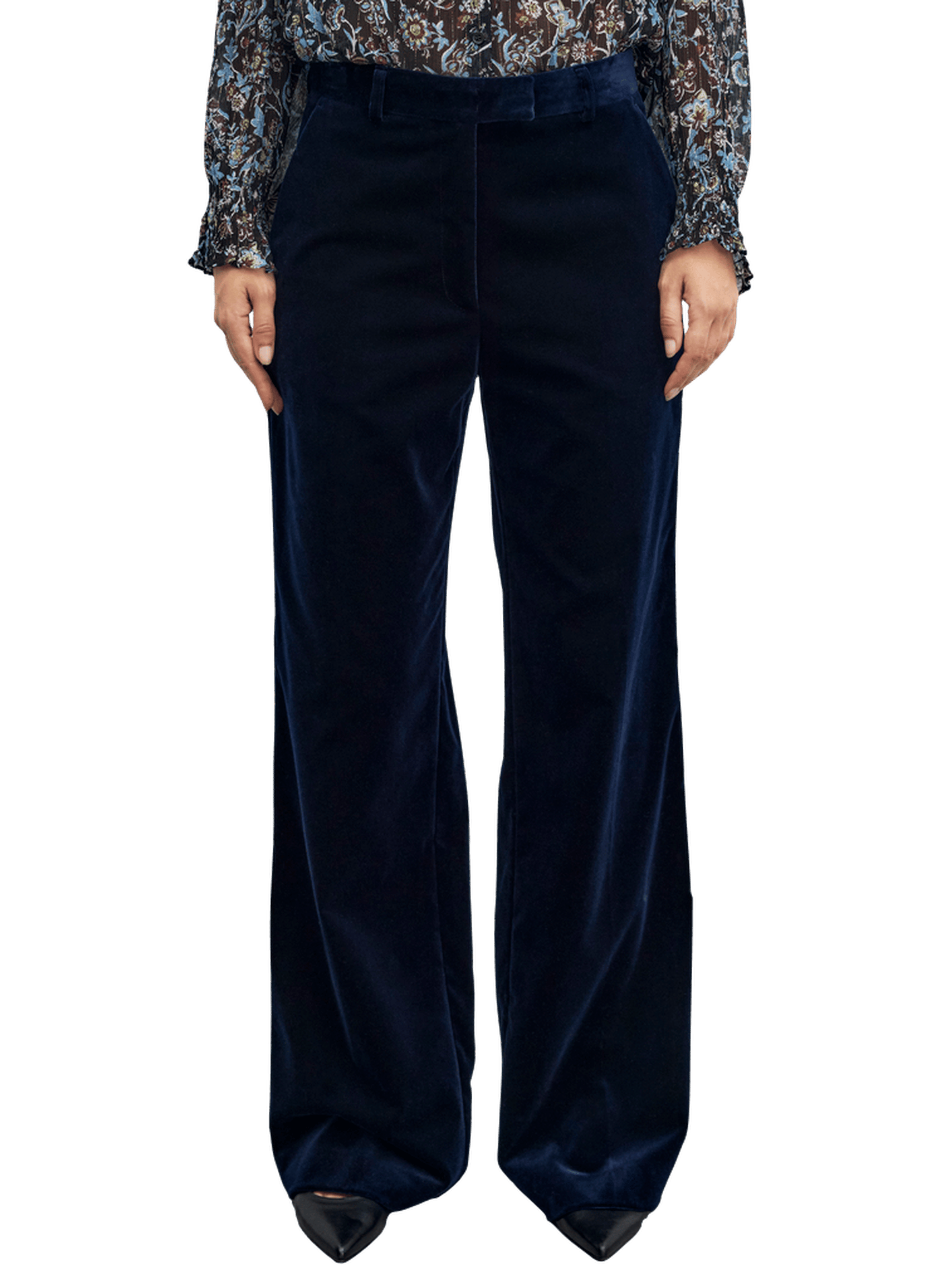 Pantalon large de tailleur en velours - mya GERARD DAREL Bleu