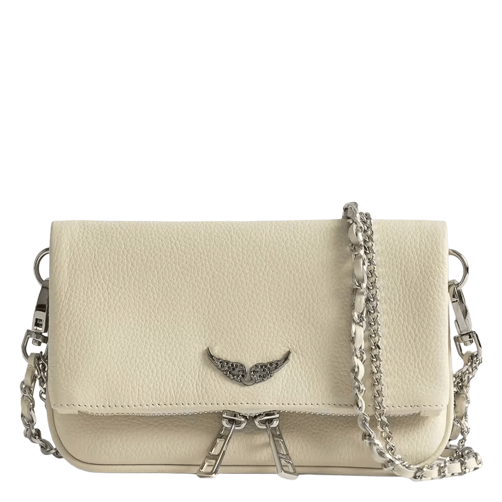 Pochette à rabat bandoulière en cuir rock mini | Blanc ZADIG&VOLTAIRE Femme