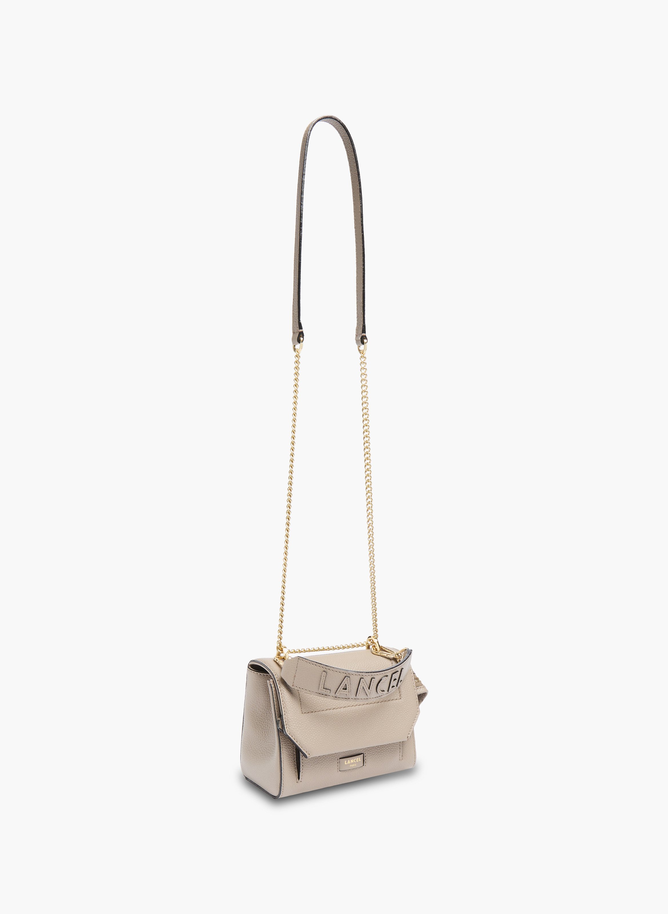 Sac à rabat ninon s — cuir gris, sangle en cuir et chaîne LANCEL Gris