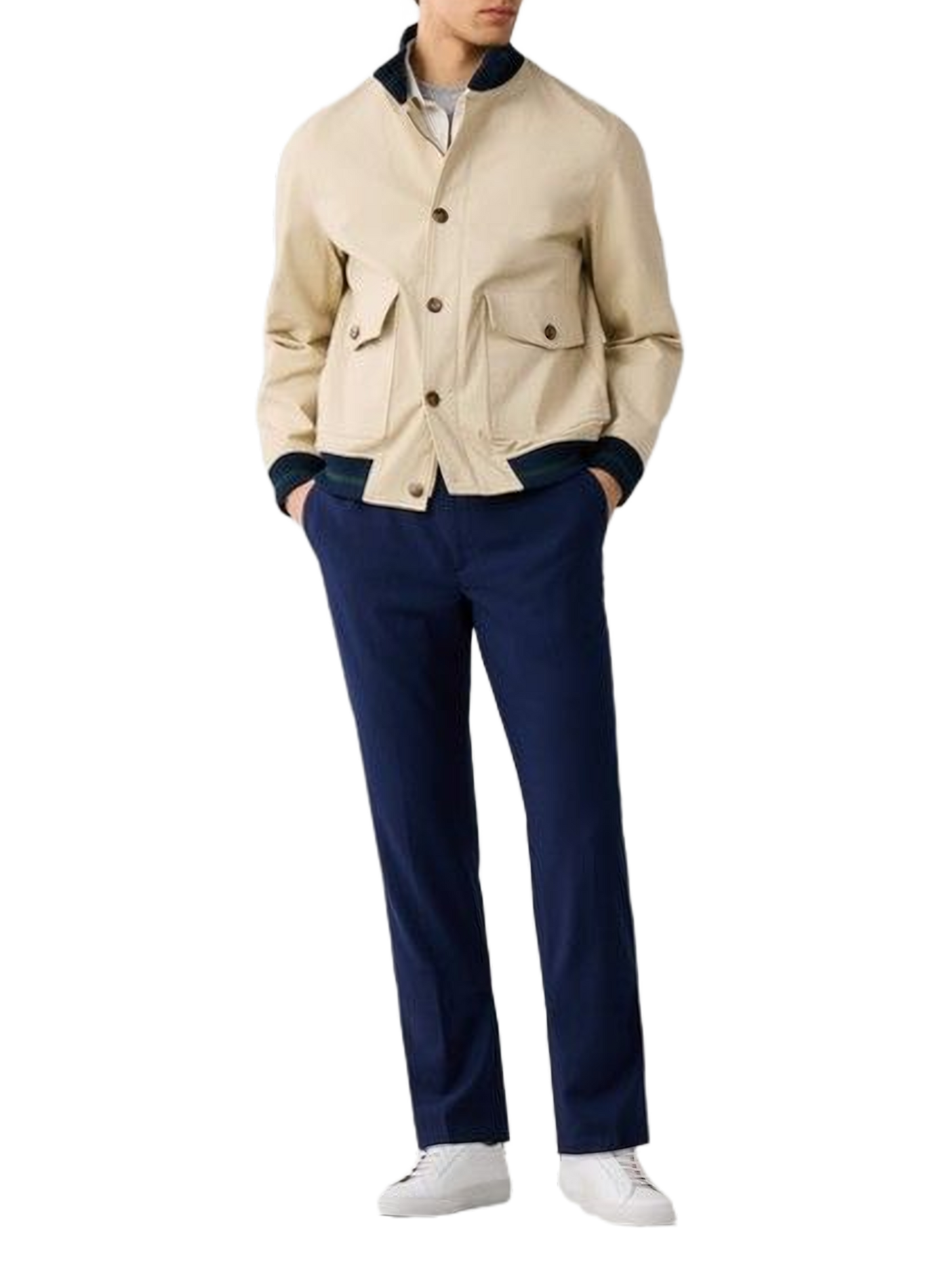 High-neck cotton jacket FACONNABLE Beige