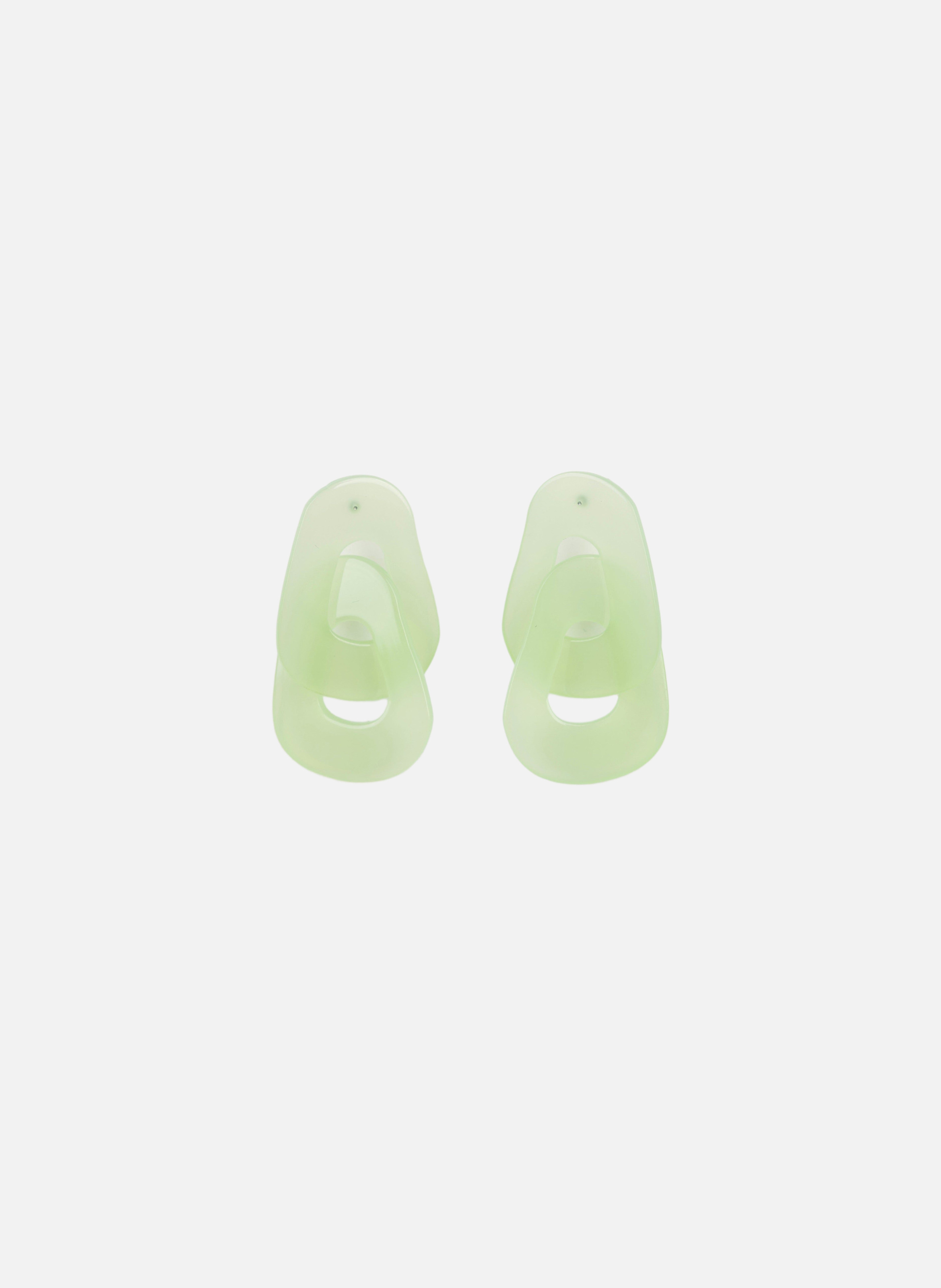 Boucles d'oreilles maillons en acétate de cellulose  Vert amande