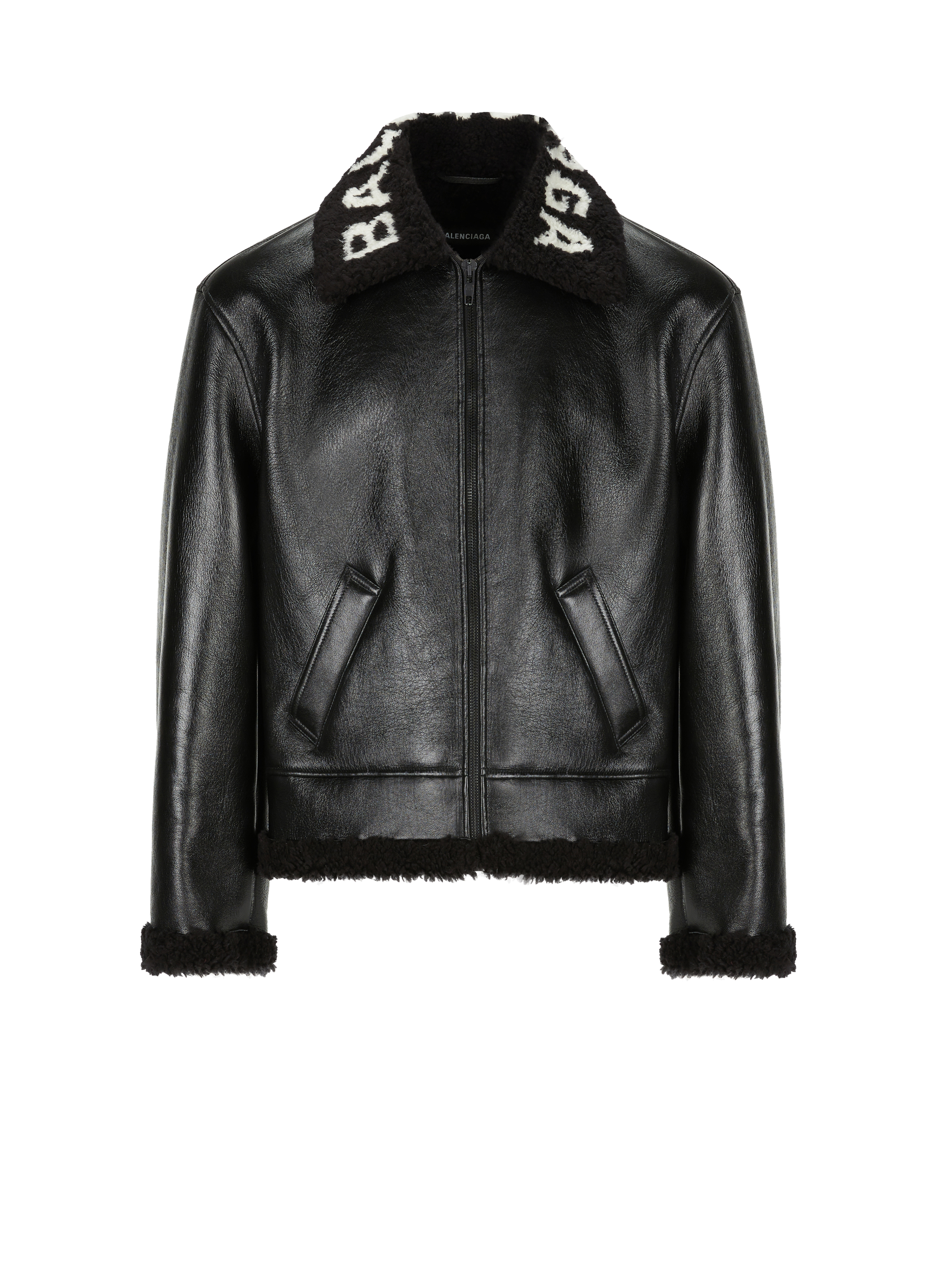 Veste Cocoon Aviator en cuir d'agneau et laine