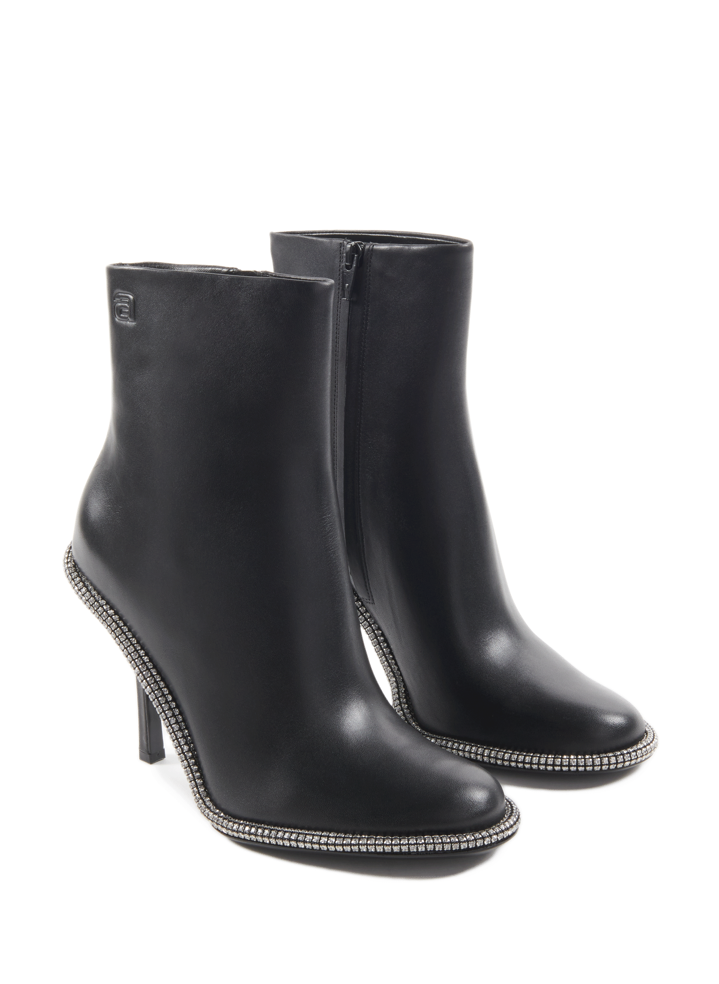 Leather ankle boots with rhinestones ALEXANDER WANG Black