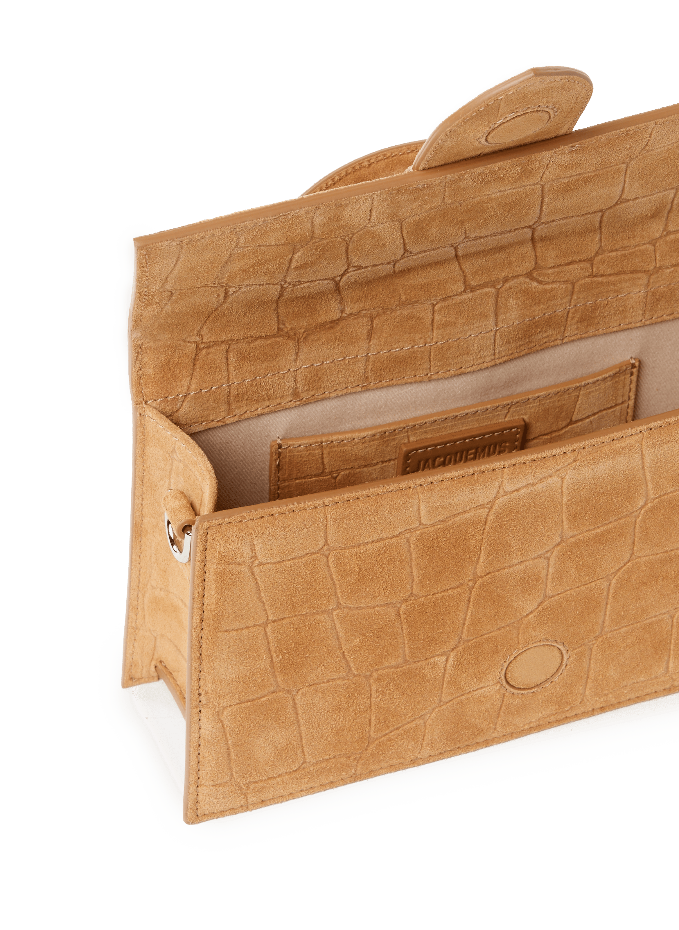 Le Grand Bambino en croûte de cuir embossée croco JACQUEMUS Marron