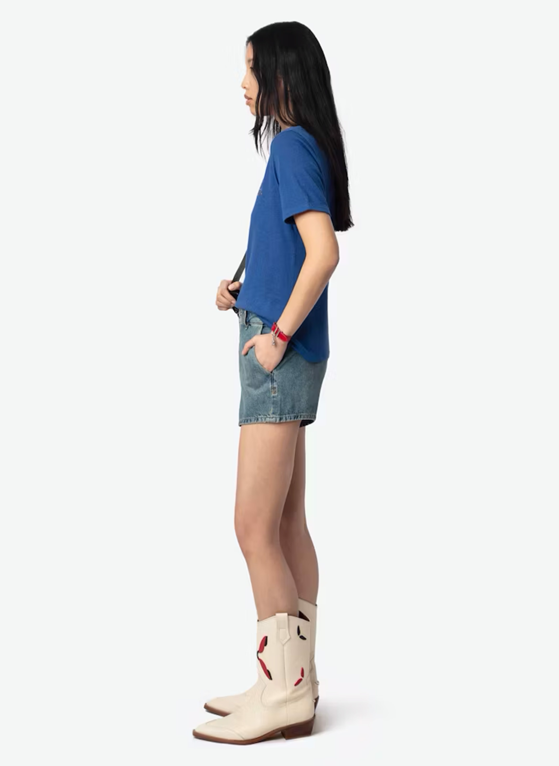 Tee-shirt droit à strass woos ZADIG&VOLTAIRE Bleu