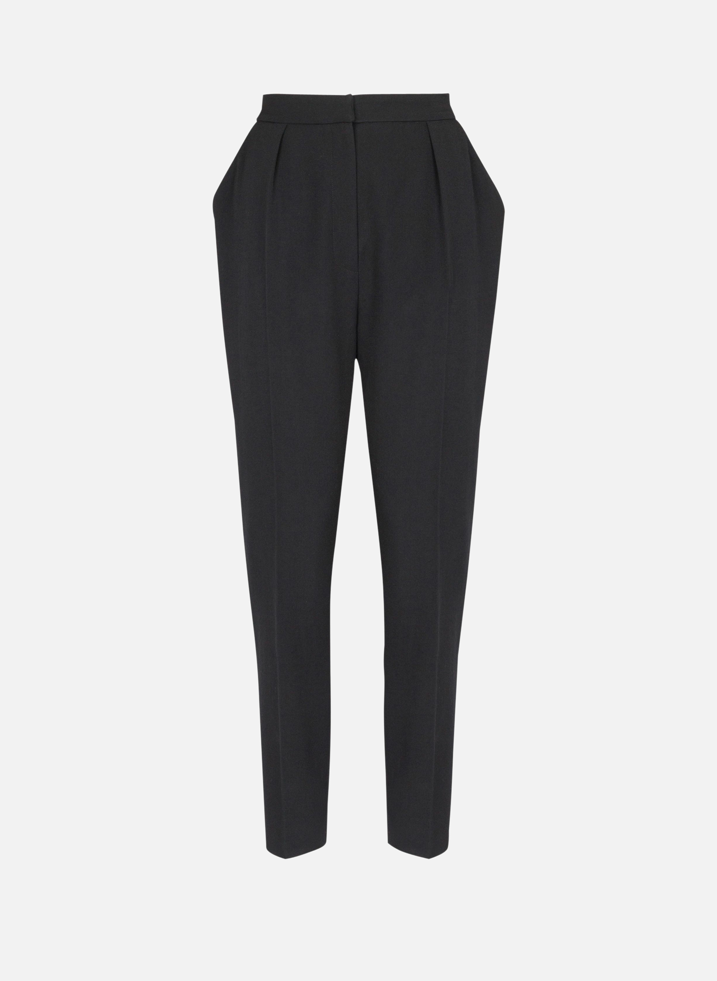 Pantalon taille haute en grain de poudre BALMAIN Noir