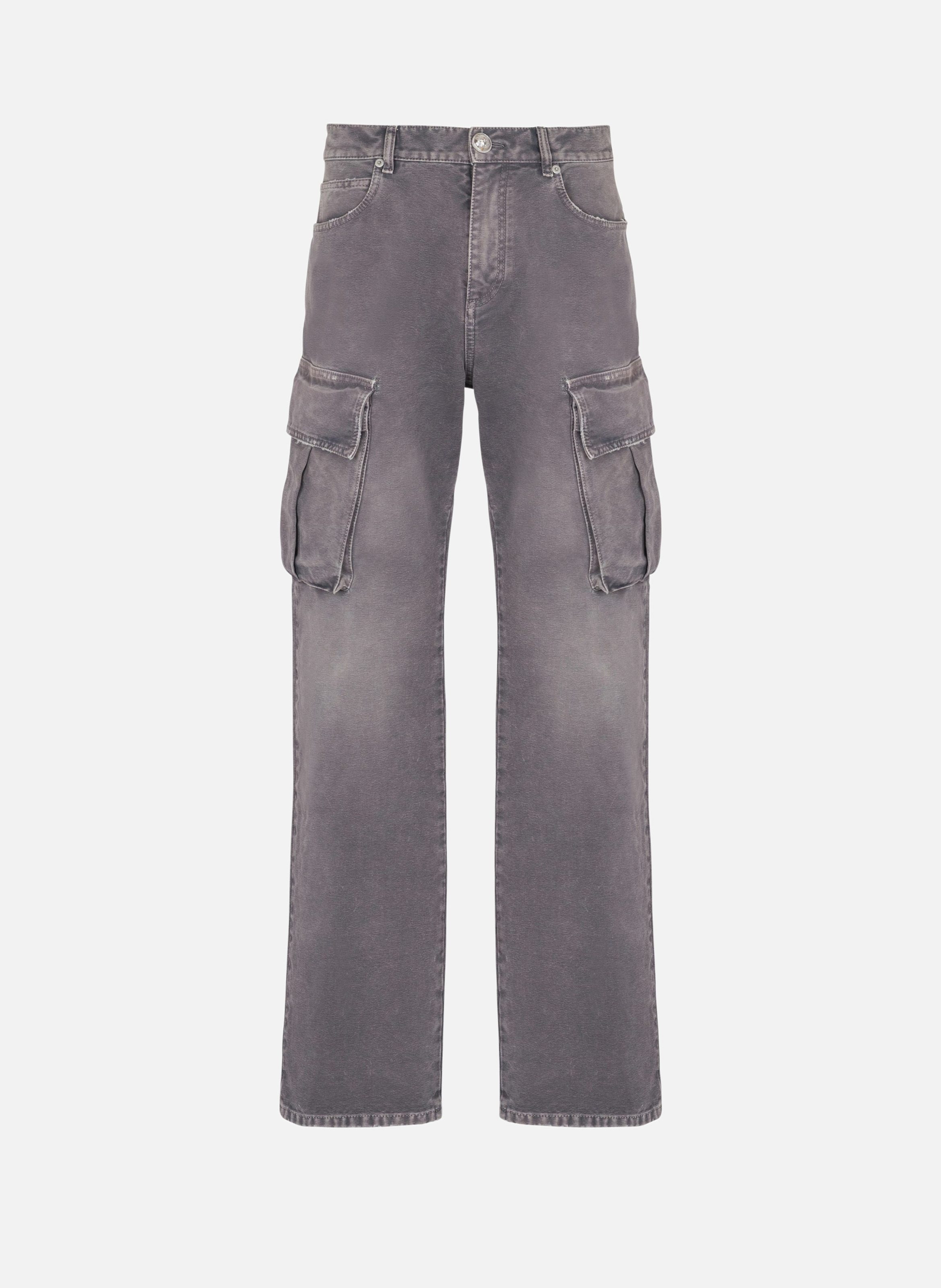 Jean loose cargo en denim BALMAIN Gris