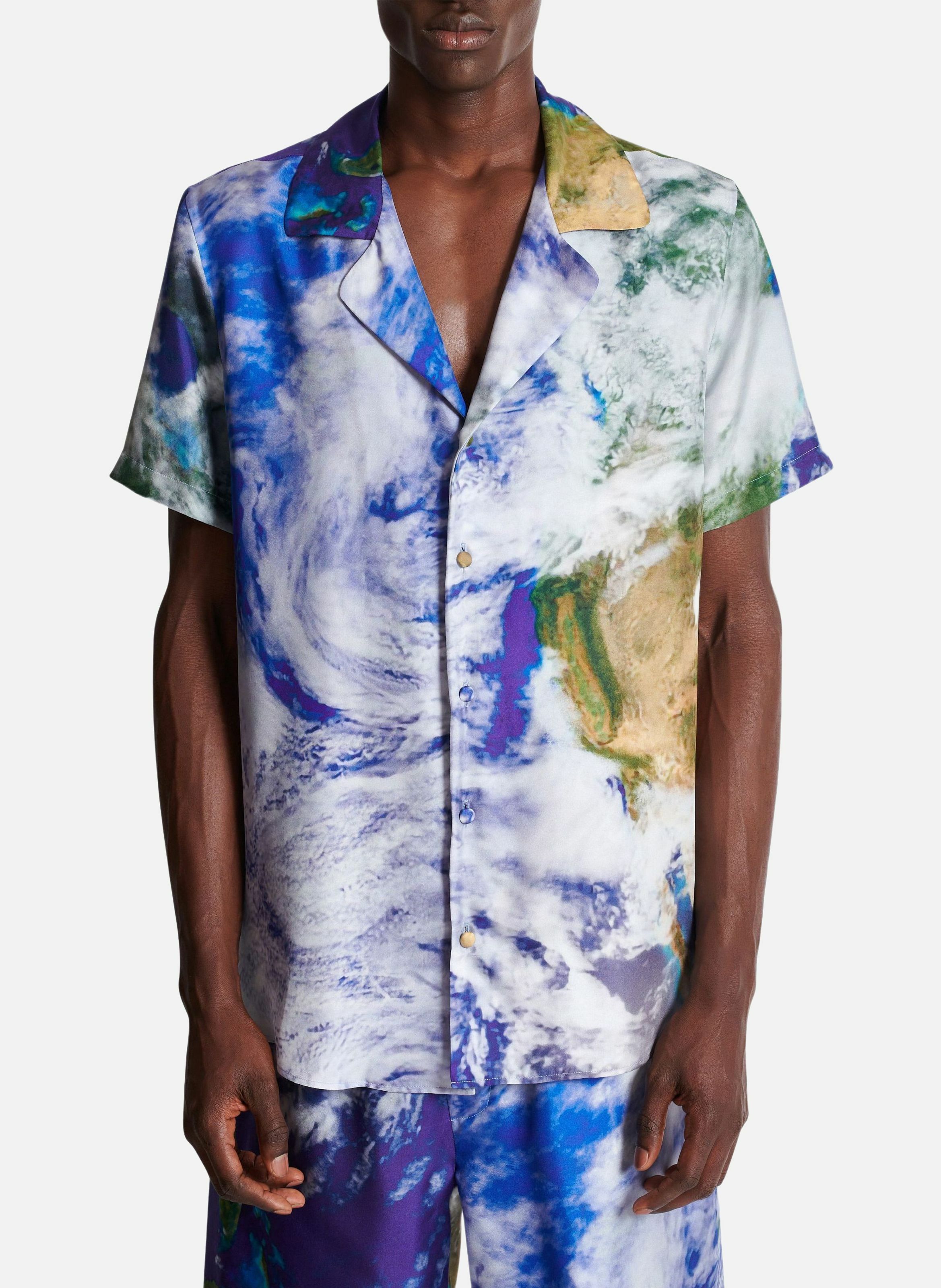 Chemise pyjama imprimée motif earth BALMAIN Multicolore