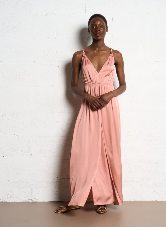 Robe longue satinée lucile Rose by MAISON 123 MAISON 123 Robe longue satinée lucile Rose