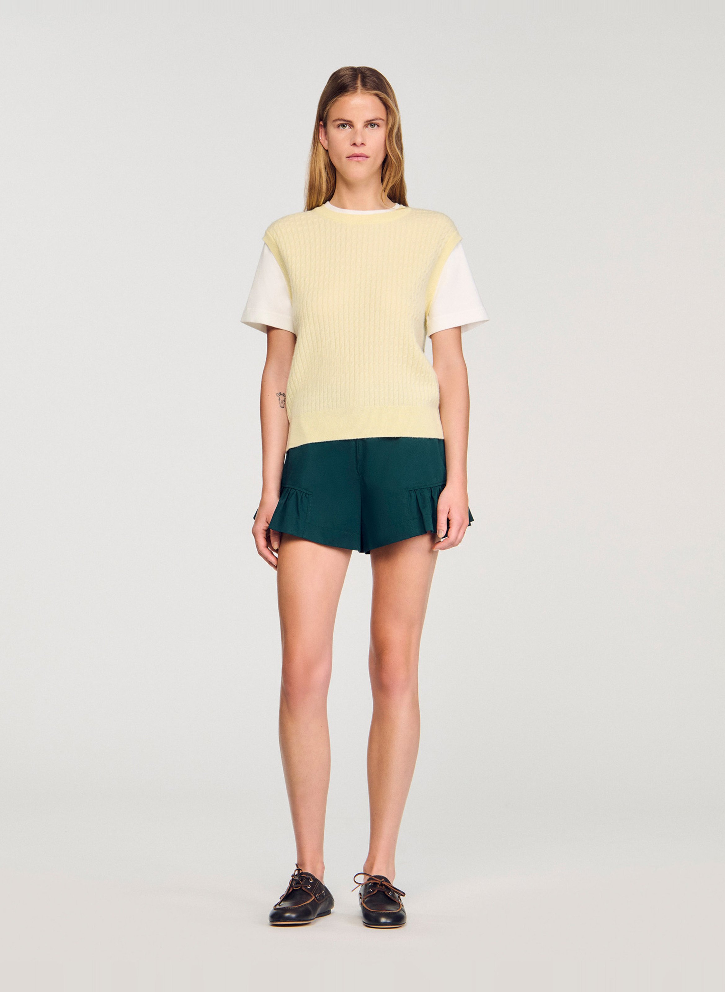 Pull col rond en laine mélangée SANDRO Jaune