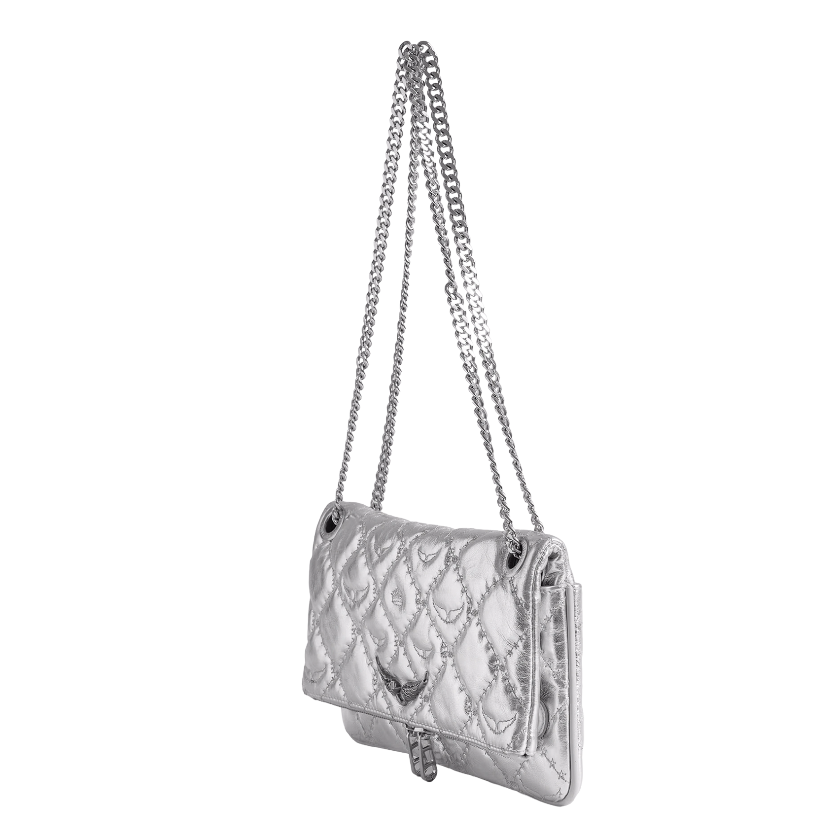 Pochette à rabat matelassée en cuir métallisé rock ii ZADIG&VOLTAIRE Gris