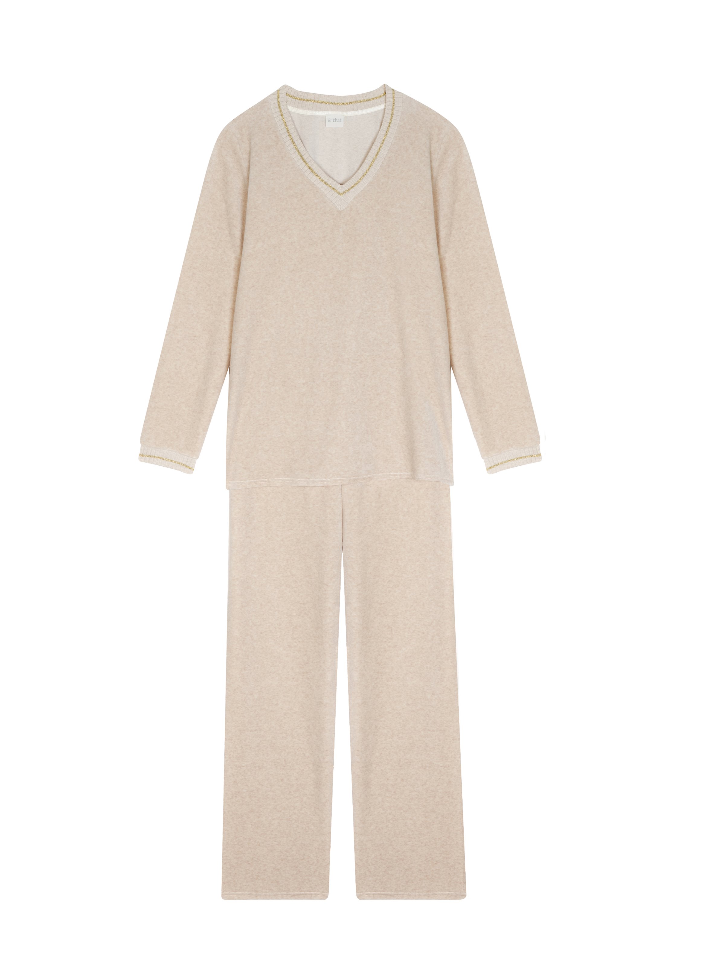 Ensemble homewear en velours country 122 LE CHAT Beige
