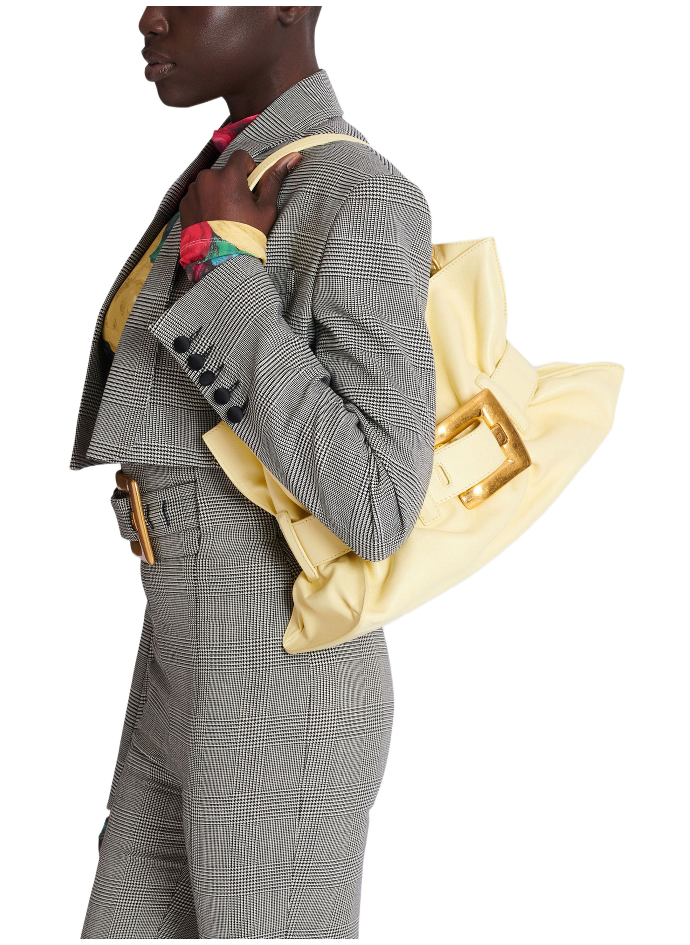 Sac anthem medium en cuir de veau BALMAIN Jaune