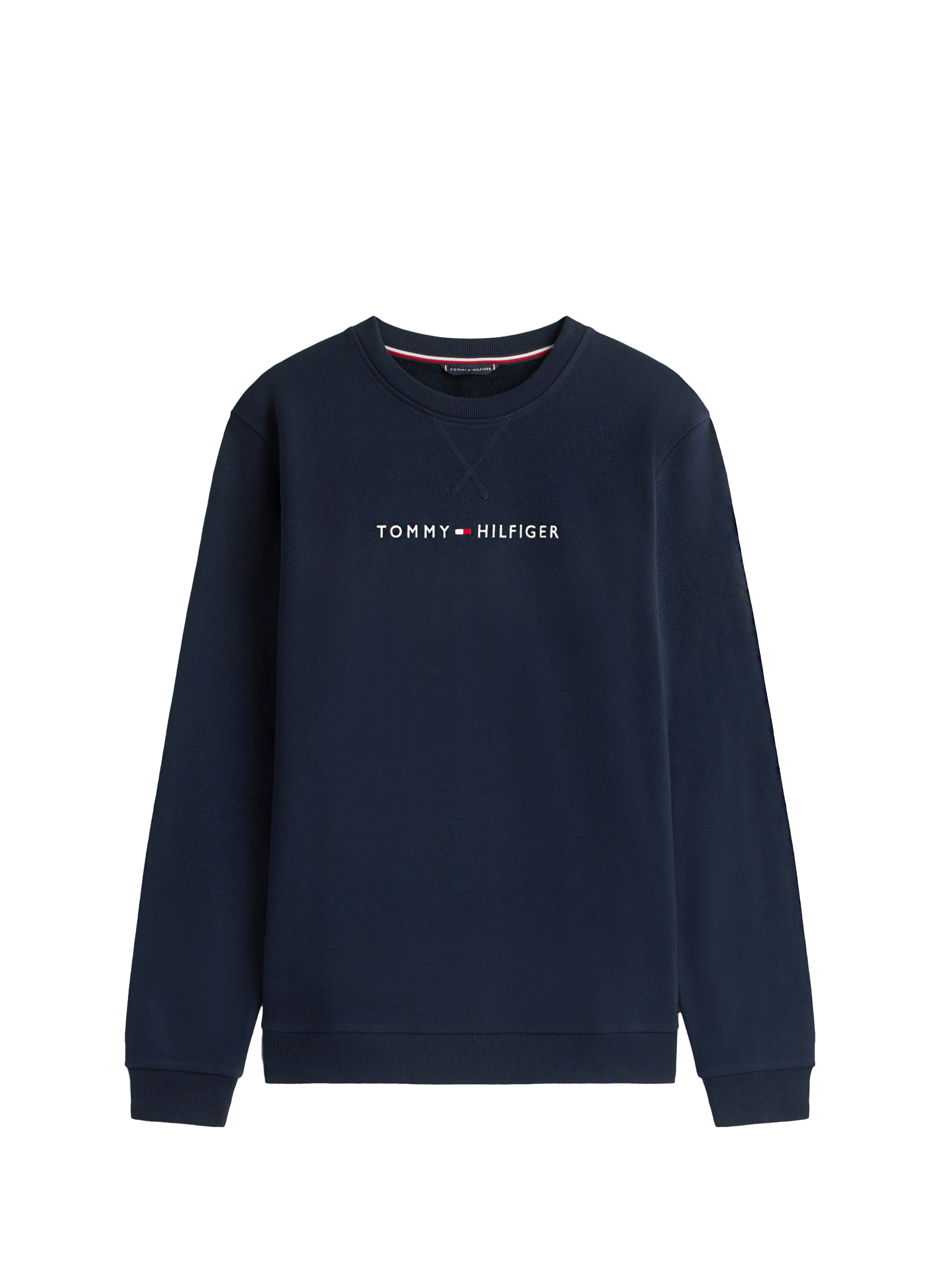 Straight embroidered sweatshirt in blended cotton TOMMY HILFIGER Blue