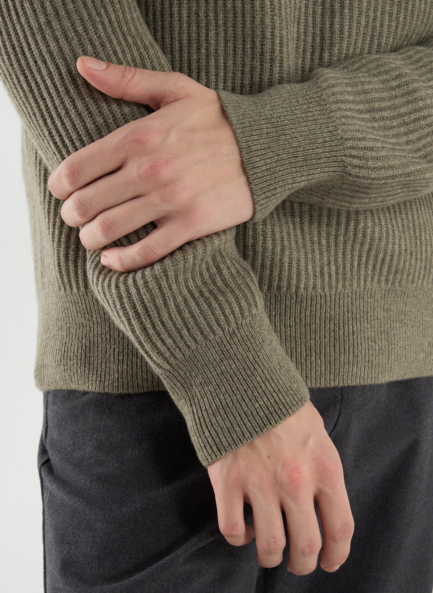 Ribbed round neck sweater in a blend of merino wool and cotton DOCKERS Brown
