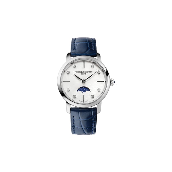 Montre quartz Slimline Ladies Moonphase bracelet en cuir Montre quartz Slimline Ladies Moonphase bracelet en cuir