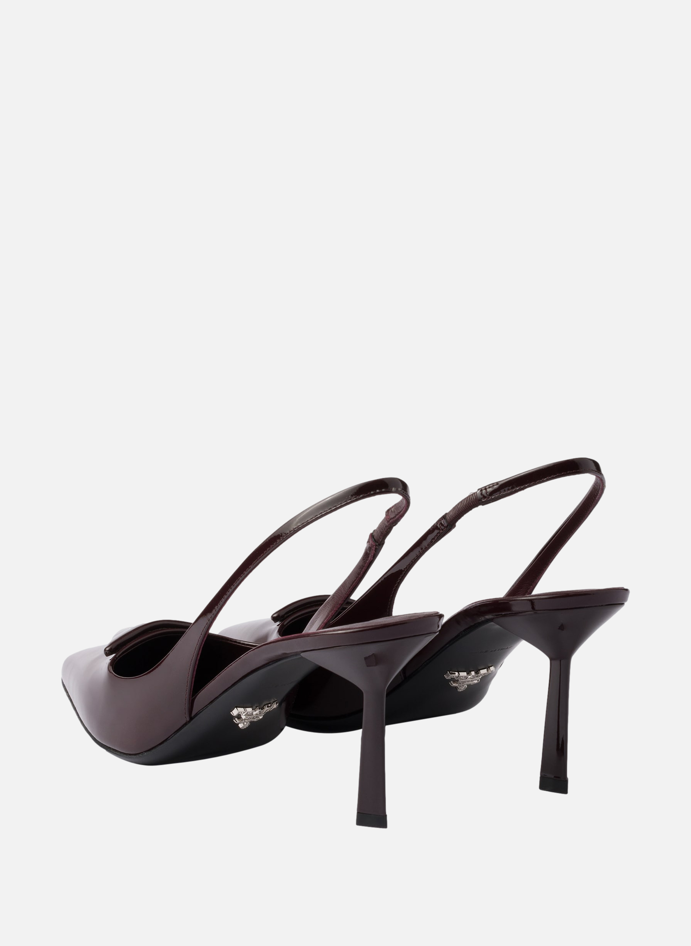 Escarpins à bride arrière en cuir verni PRADA Rouge