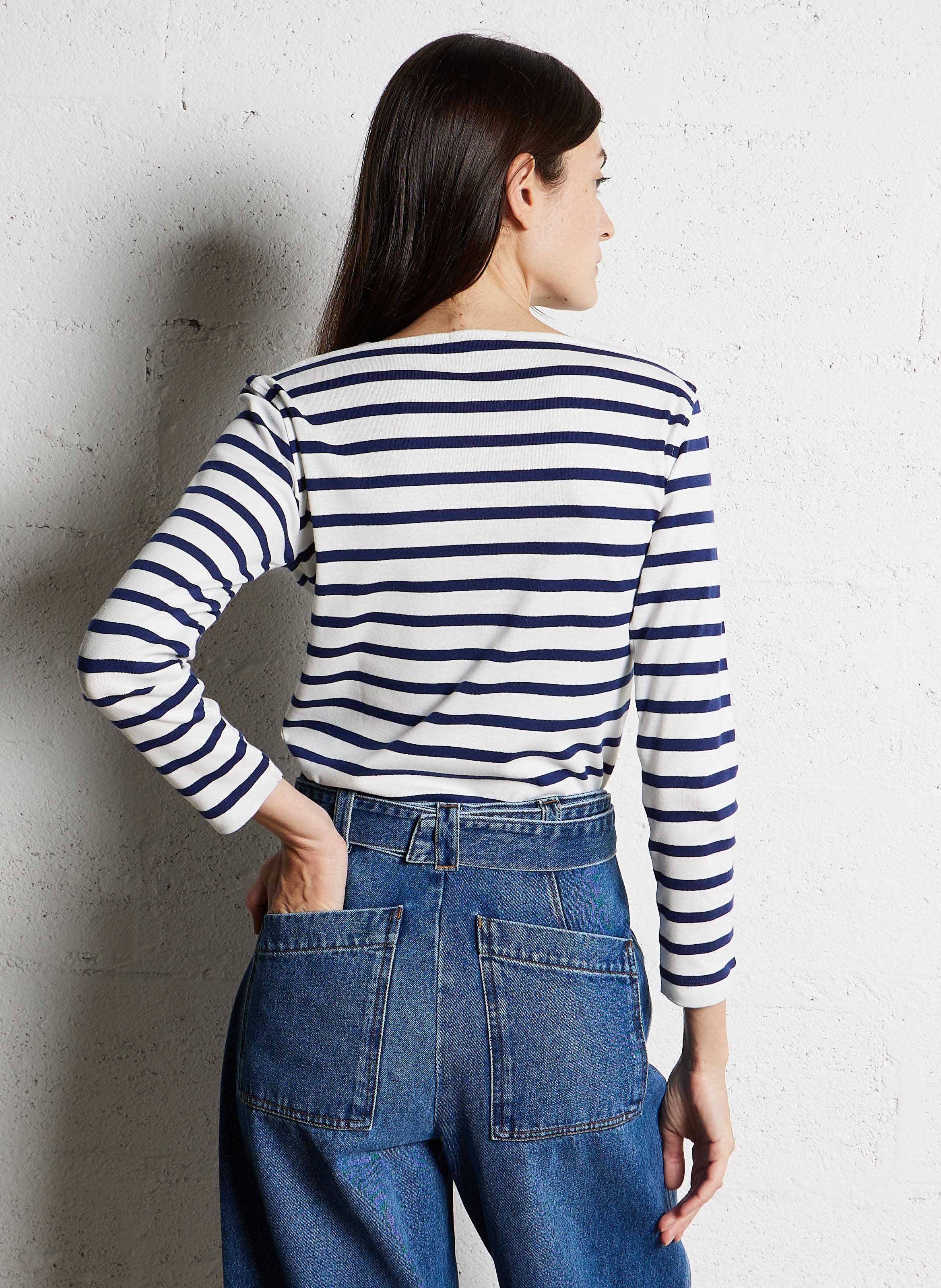 Marinière col bateau en coton katy SOEUR Bleu