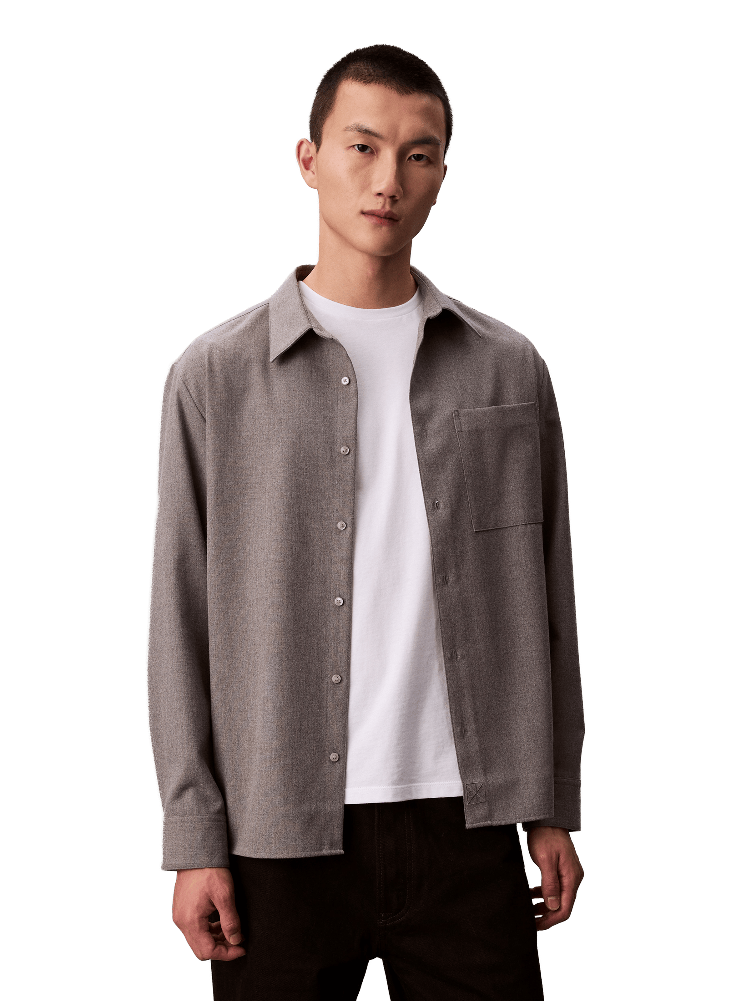 Straight shirt in blended wool CALVIN KLEIN Grey