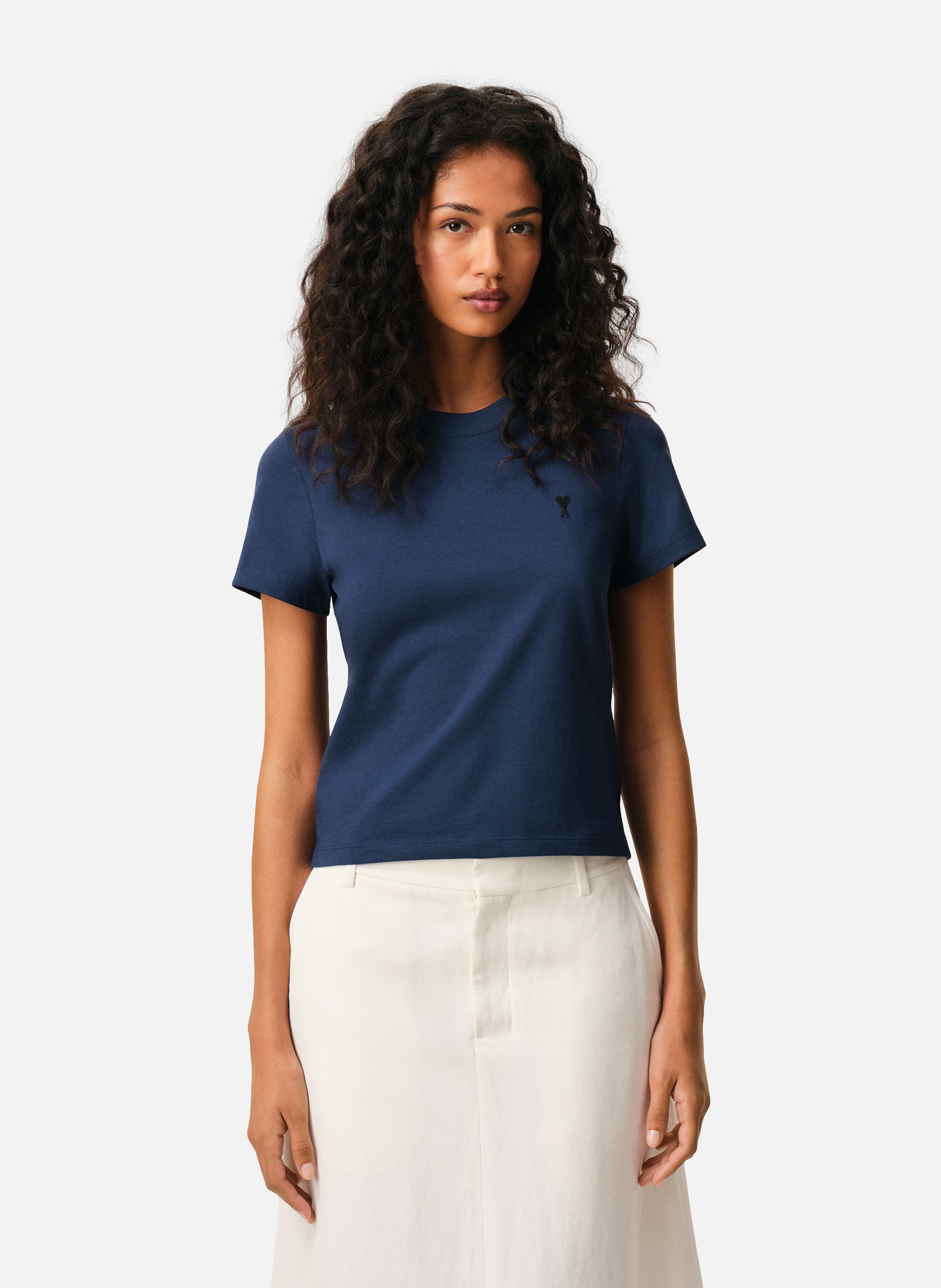 T-shirt Ami De Coeur Croppé En Coton  Encre