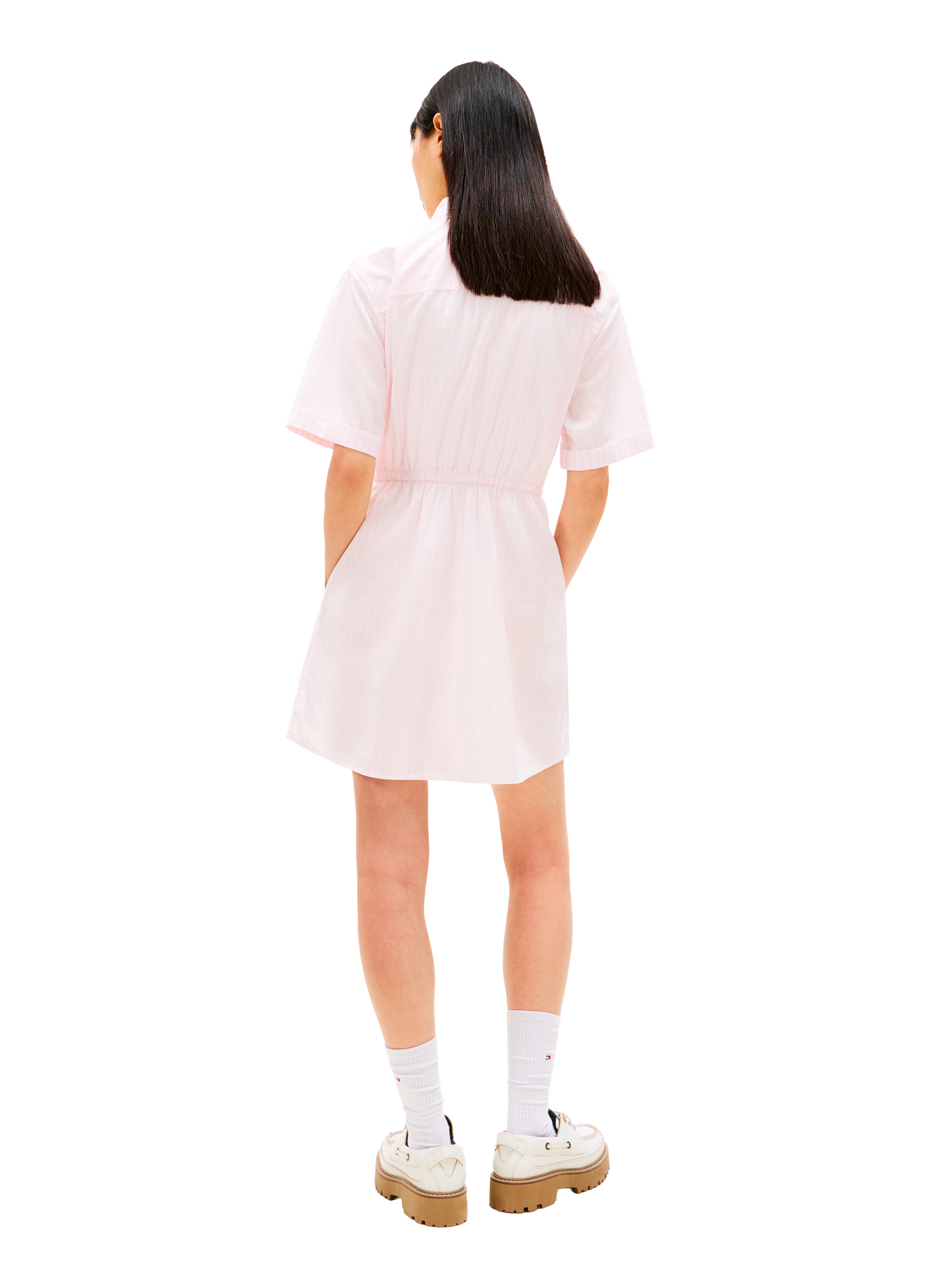 Robe chemise à rayures  Rose